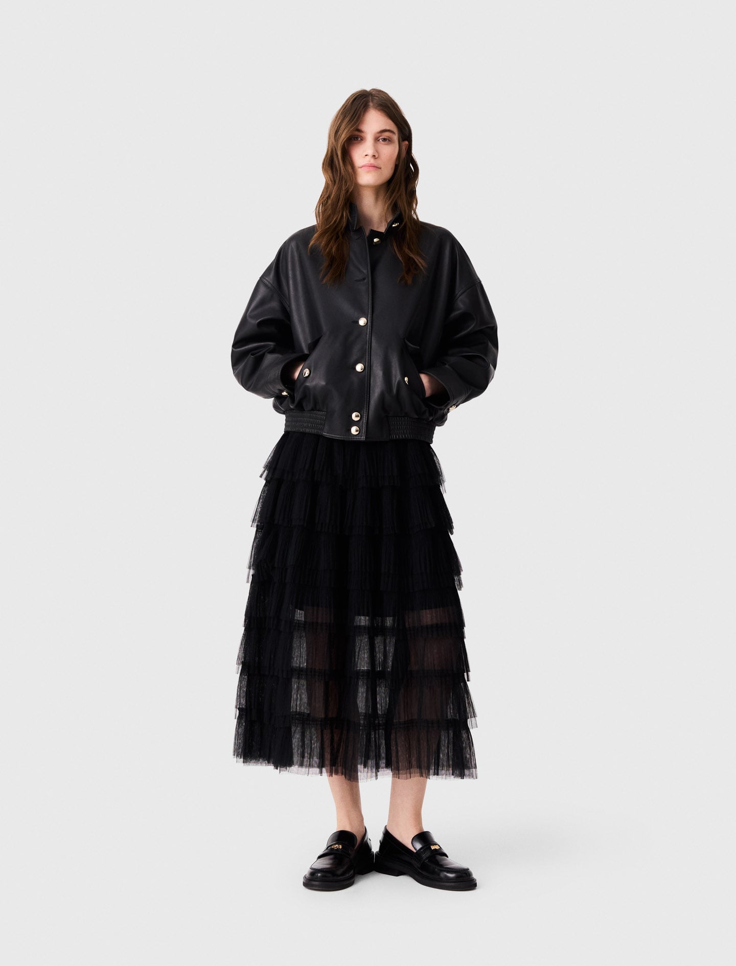 Tulle midi skirt Black / Gray For Women | Maje