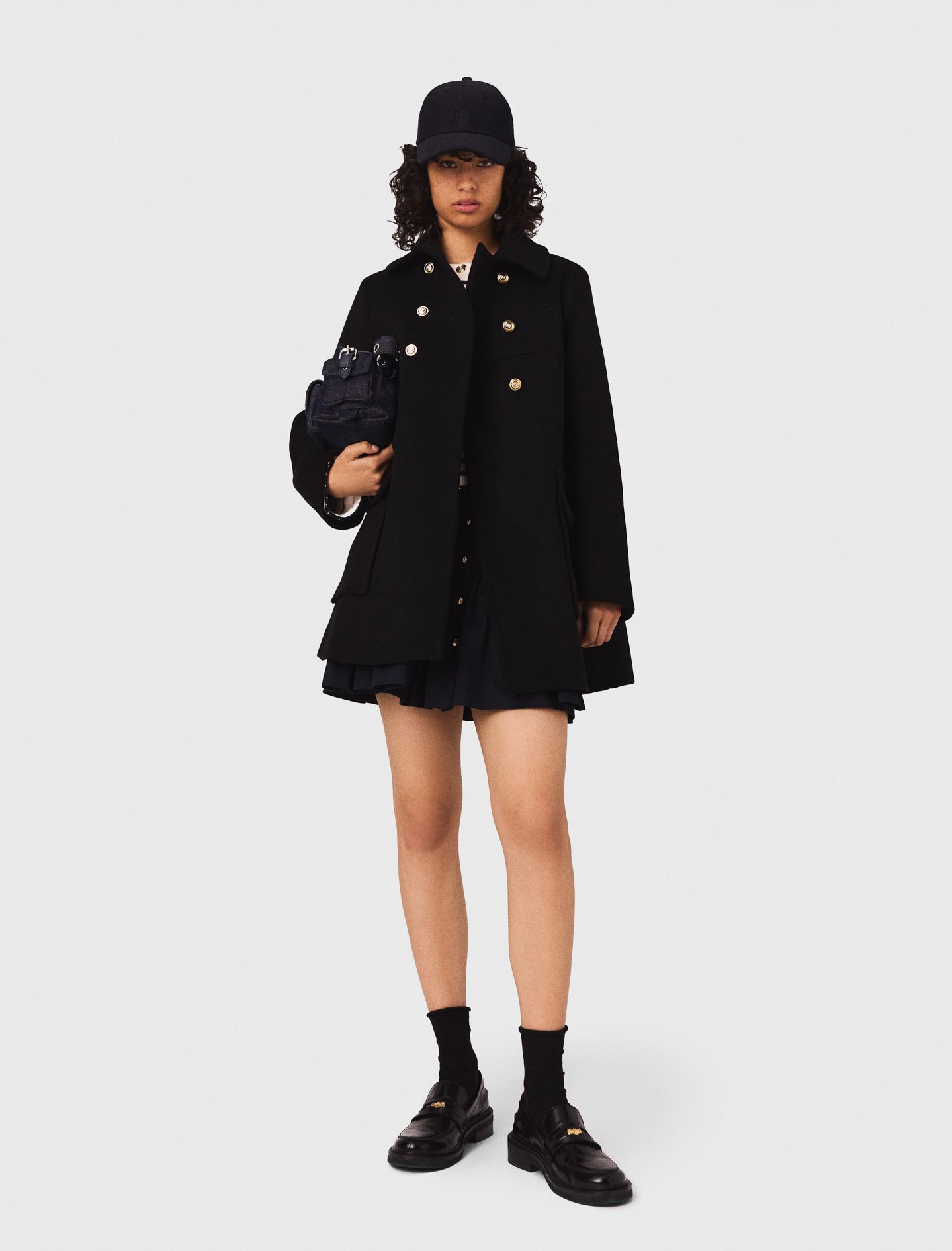 Woman's wool Wool blend coat for Fall/Winter, size Extra Small, in color Black / Black