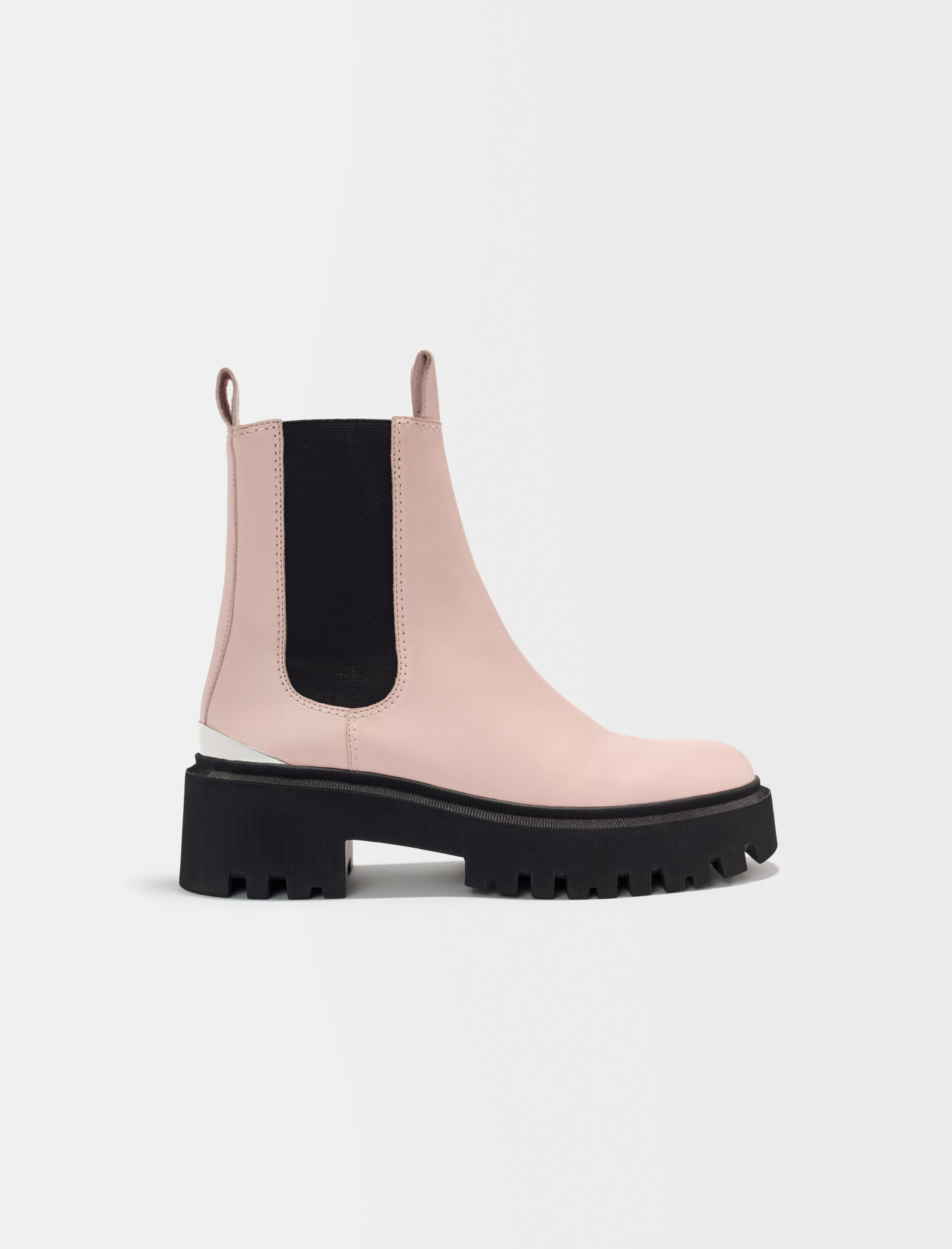 Woman
s goat Sock lining: Platform Chelsea boots for Spring/Summer, size Woman-See All-US 10.5 / FR 41, in color Pale Pink / Red