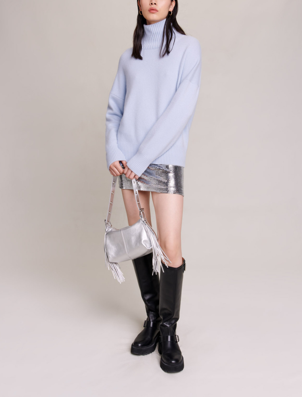 Maje Woman's cashmere Cashmere jumper for Fall/Winter, in color Light Blue / Blue