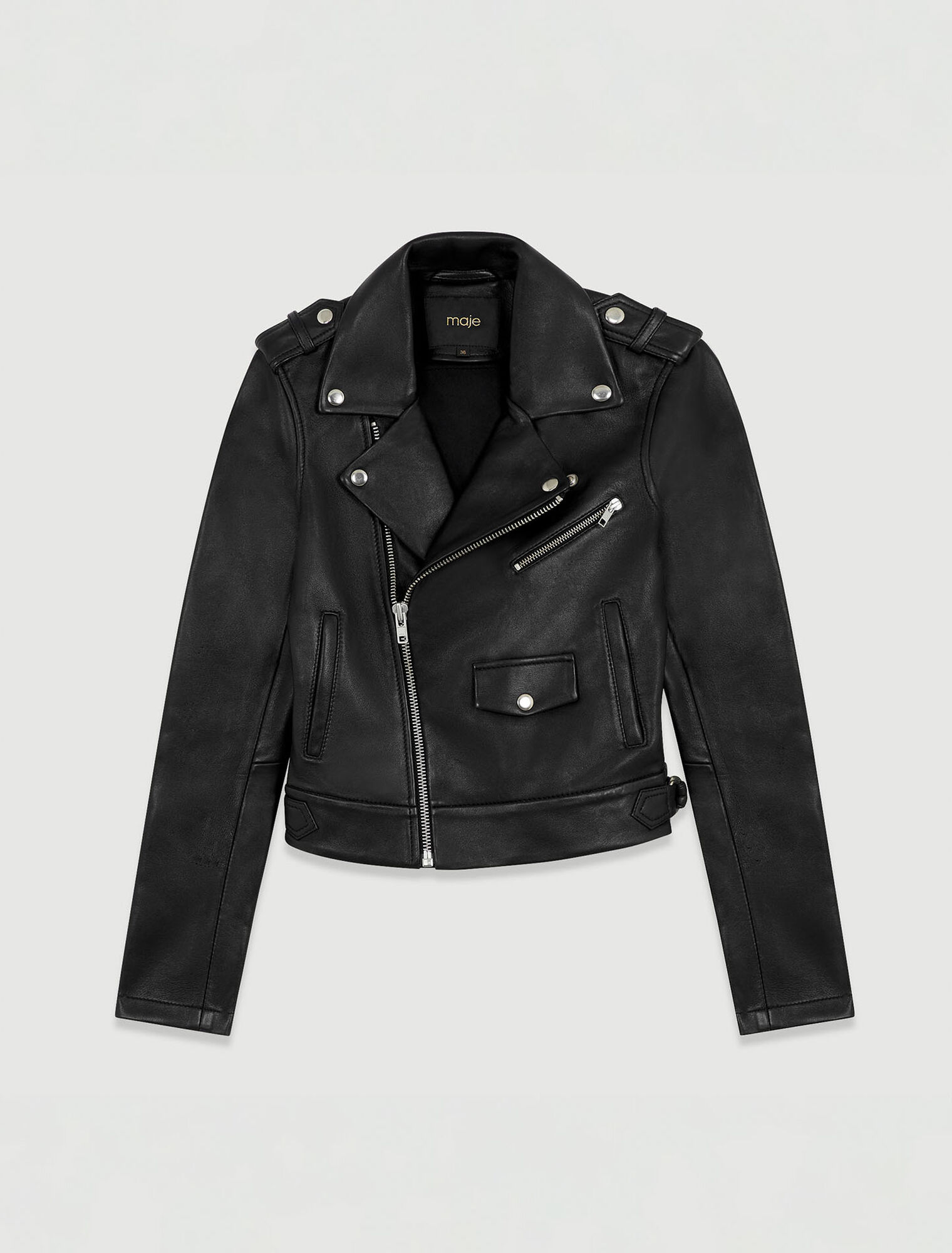 Leather jacket Black / Gray For Women | Maje
