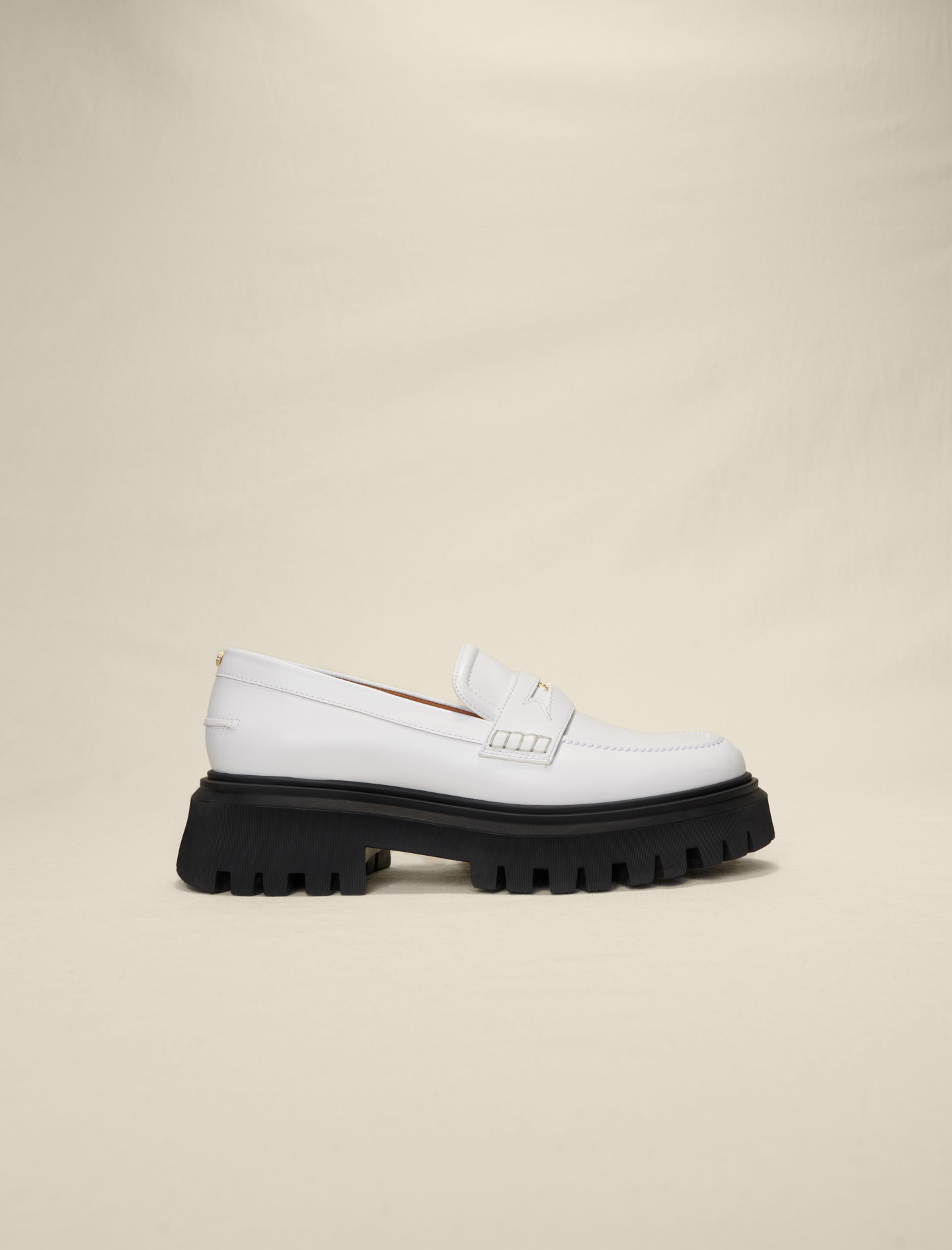 Leather platform loafers White For Women | Maje
