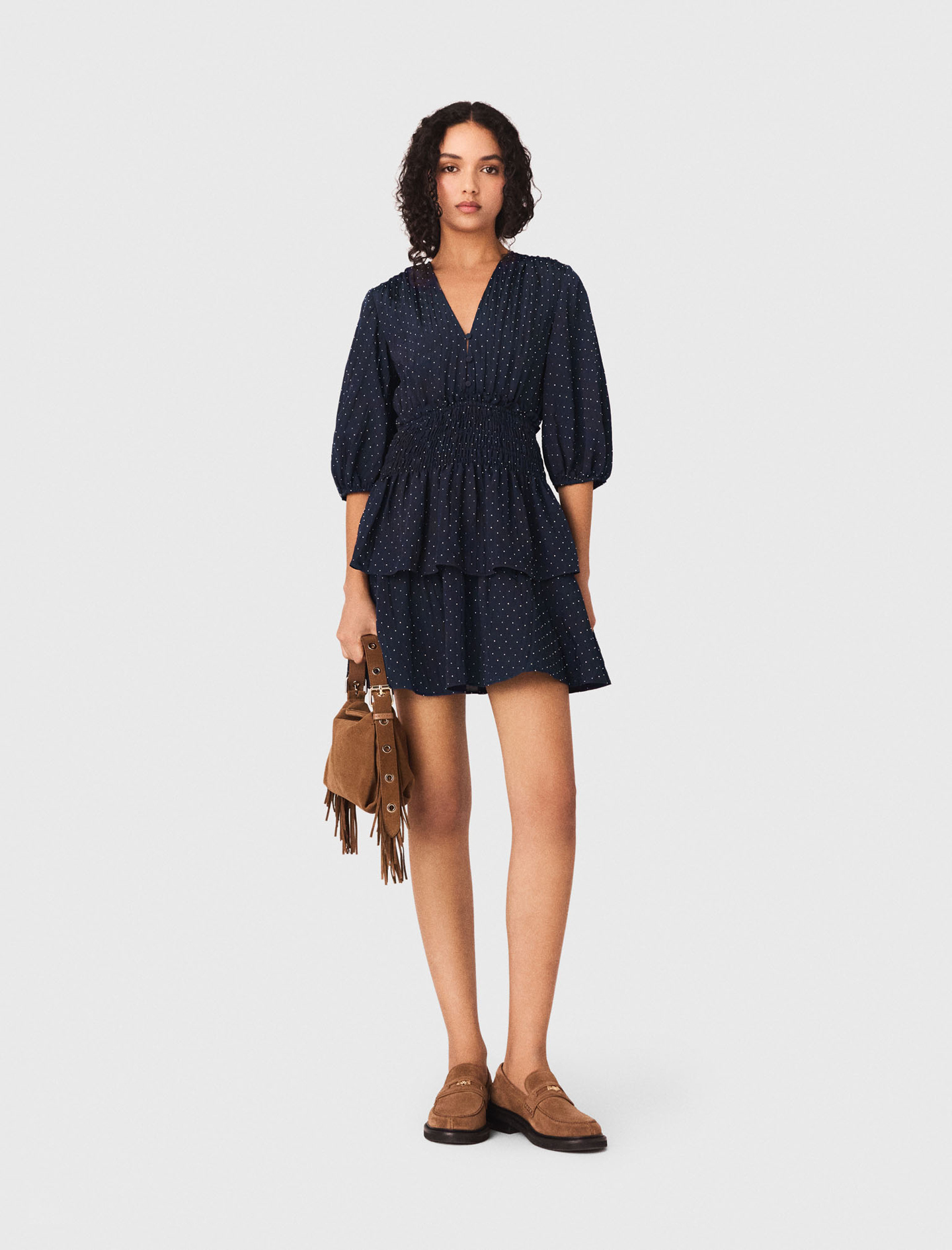 Maje Ruffle and rhinestone dress