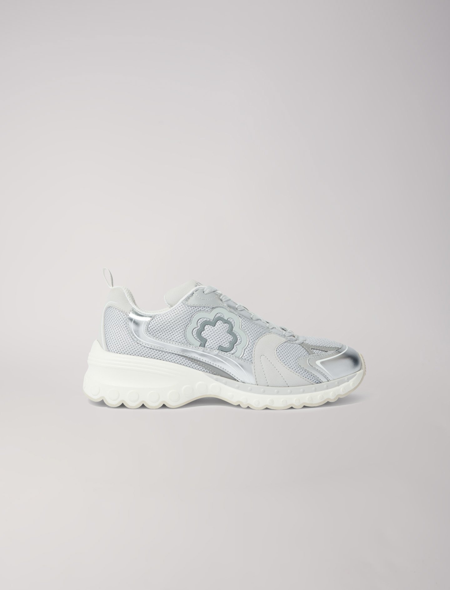 Woman's polyester Front yoke: cow Back yoke: cow Lace: M Sneakers, size Woman-All Shoes-US 10.5 / FR 41, in color Silver / Grey