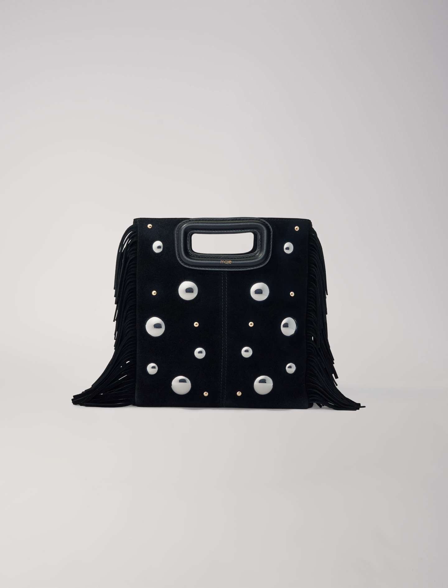 Mixte's polyester Rivet: M suede bag with studs for Spring/Summer, size Mixte-All Bags-OS (ONE SIZE), in color Black / Black