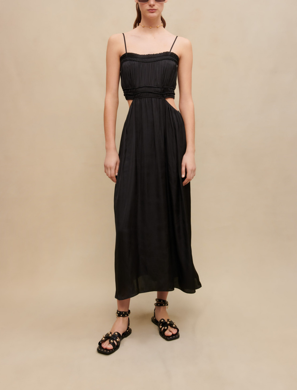 Long satiny dress Black / Gray For Women | Maje