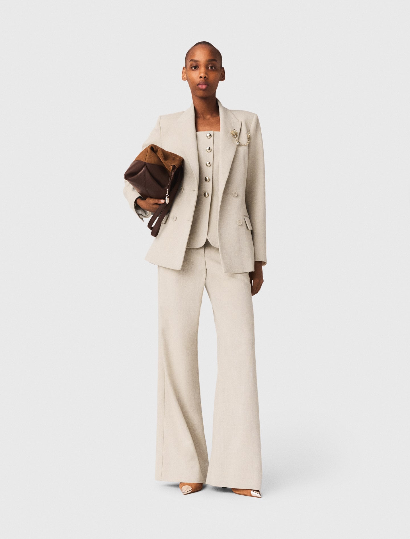 Suit jacket with brooch Natural For Women | Maje