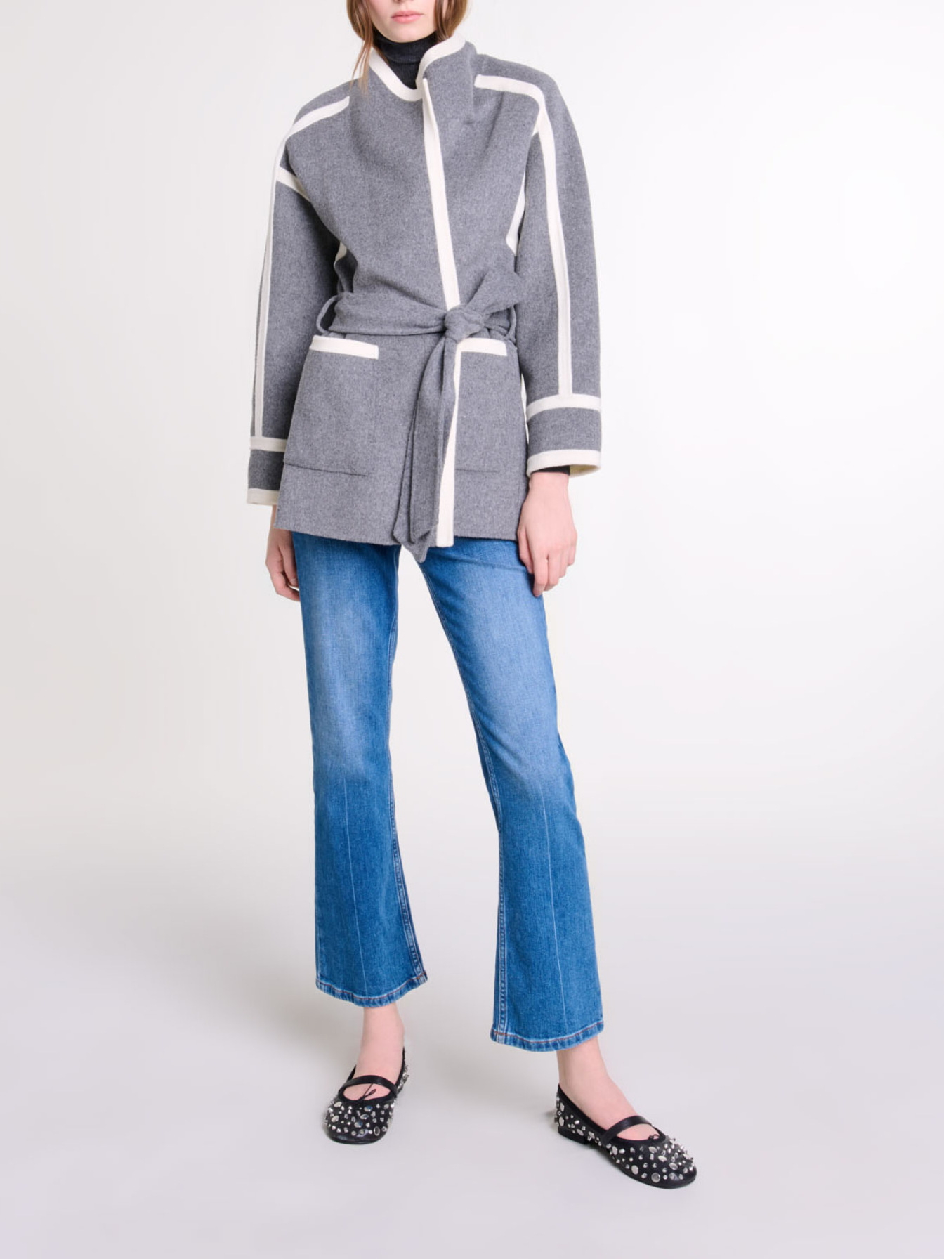 Short two-tone coat Black / Gray For Women | Maje