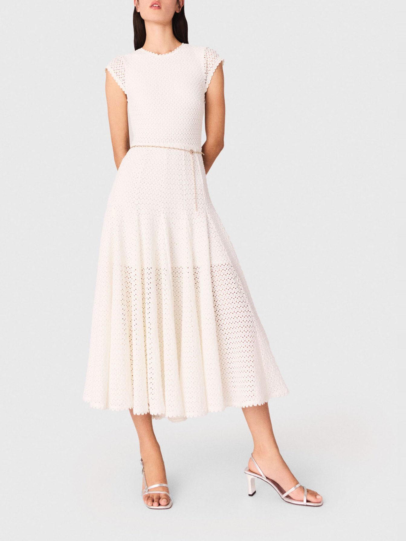 Crochet-knit maxi dress White For Women | Maje