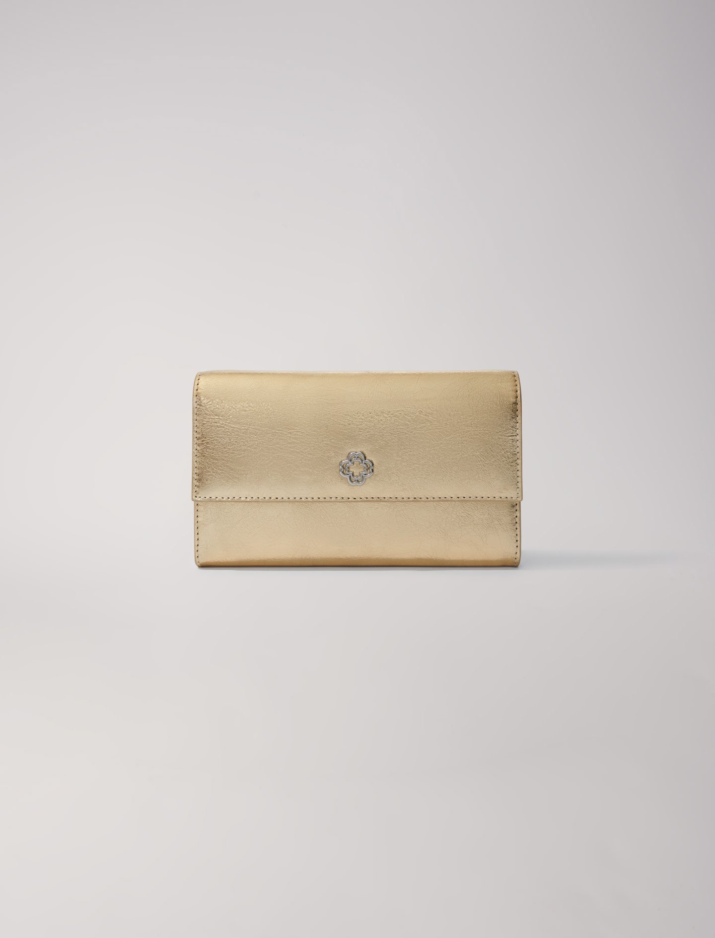 Woman's polyurethane Chain: Leather clutch bag with chain, size Woman-Small leather goods-OS (ONE SIZE), in color Gold / Yellow