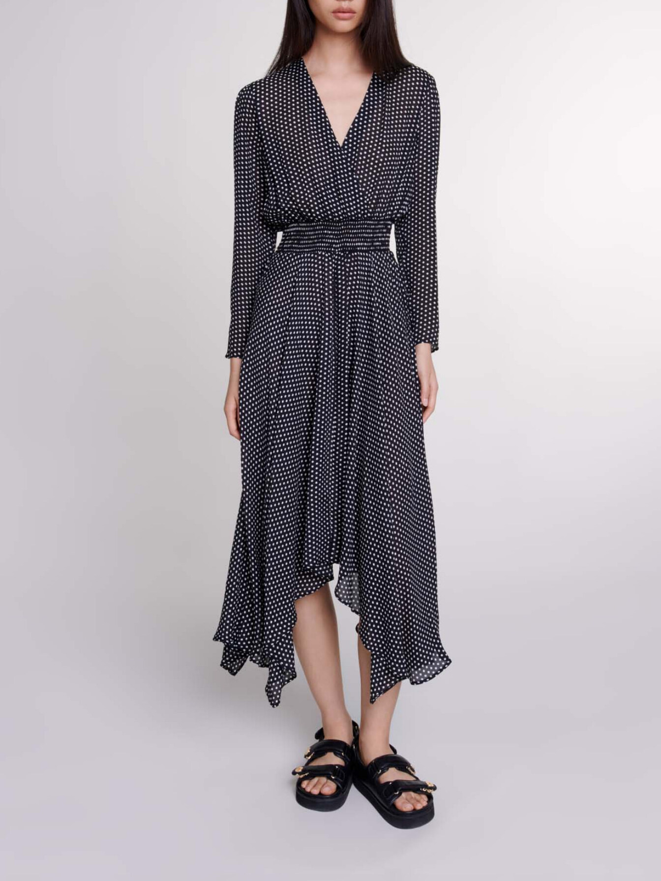 Mid-length polka dot dress