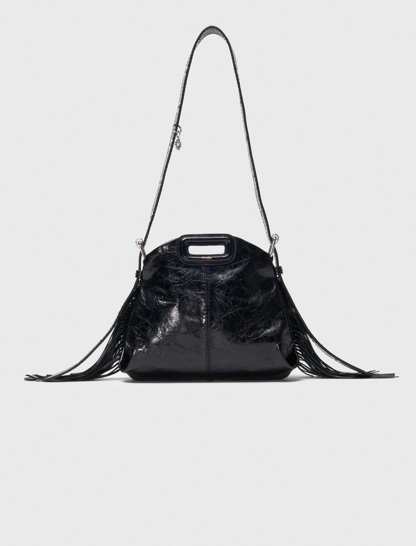 Miss M mini cracked leather bag Black / Gray For Women | Maje