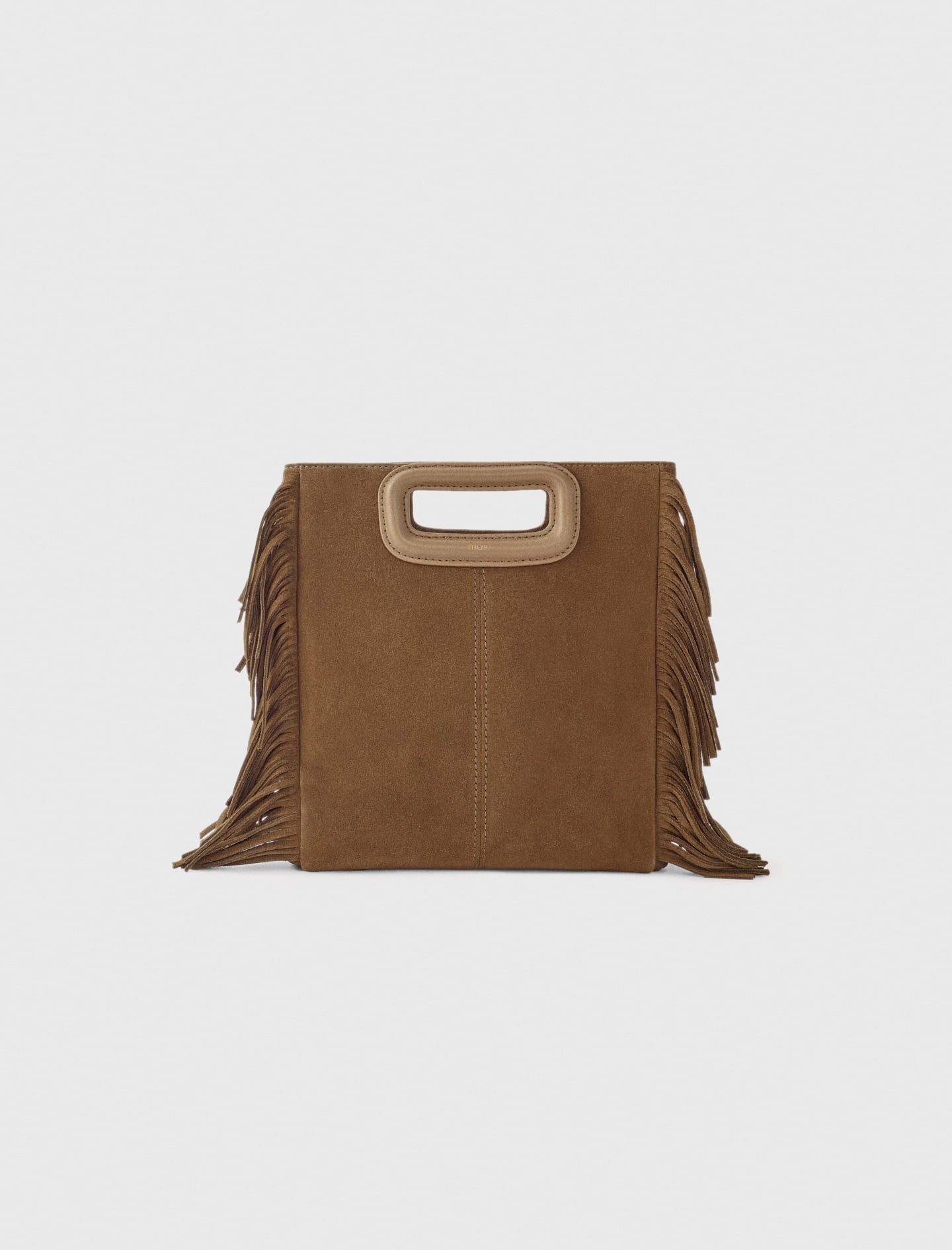 andmary Mary quilting suede bag　camel Fringed M bag in suede Brown For Women | Maje