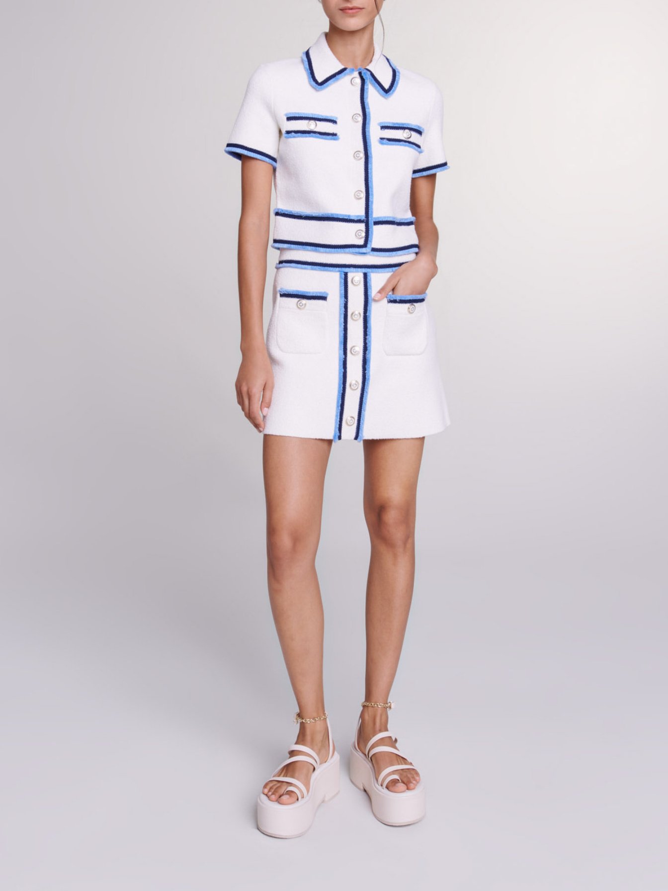 Maje Woman's cotton Terry knit skirt for Spring/Summer, in color Ecru / Beige