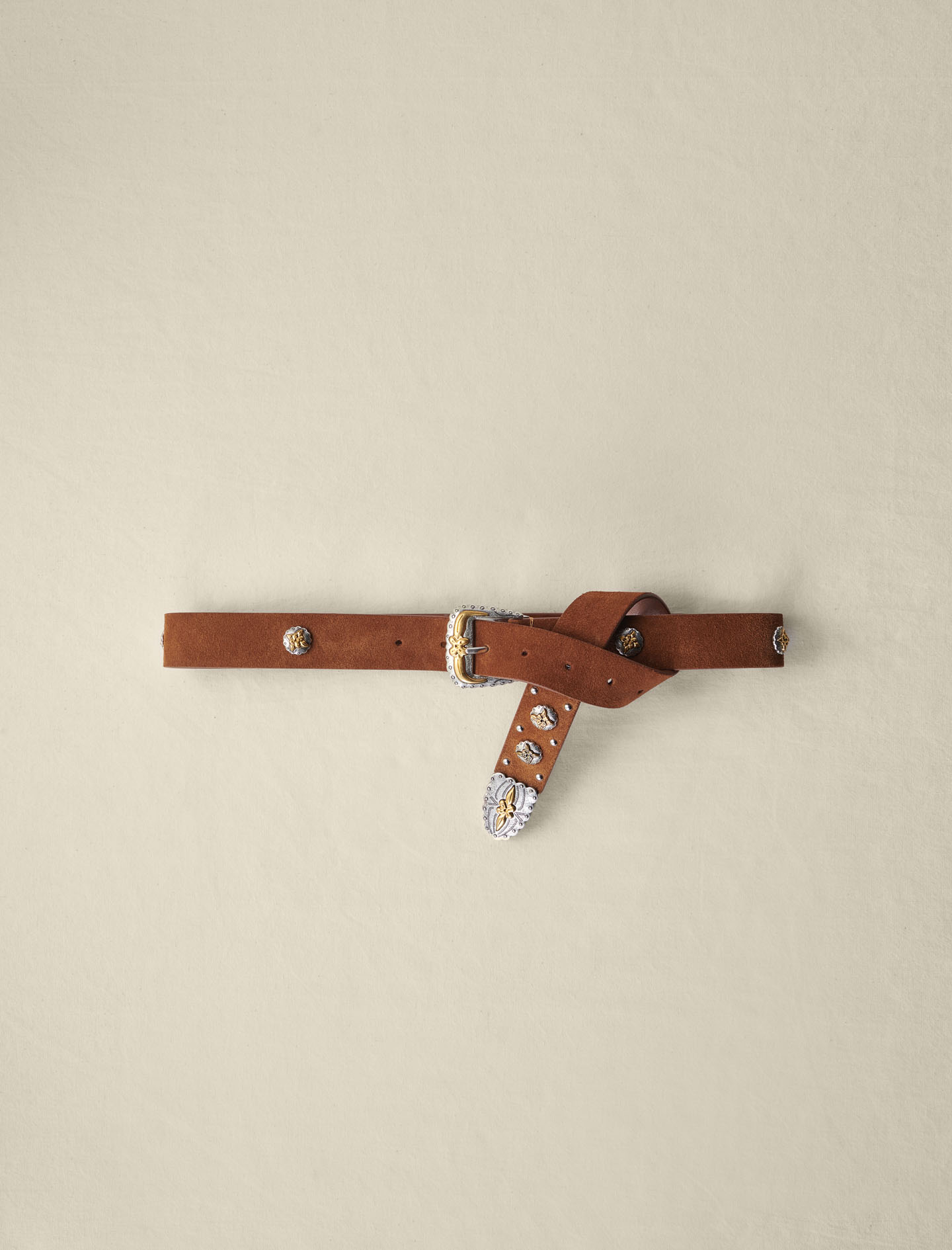 Woman's polyester, Suede Western belt for Spring/Summer, size Woman-Offline_Accessories-US L / FR 3, in color Tabacco /