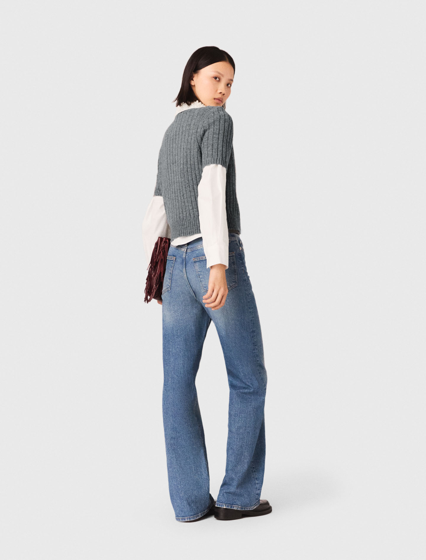 Removable Beaded Collar Sweater
