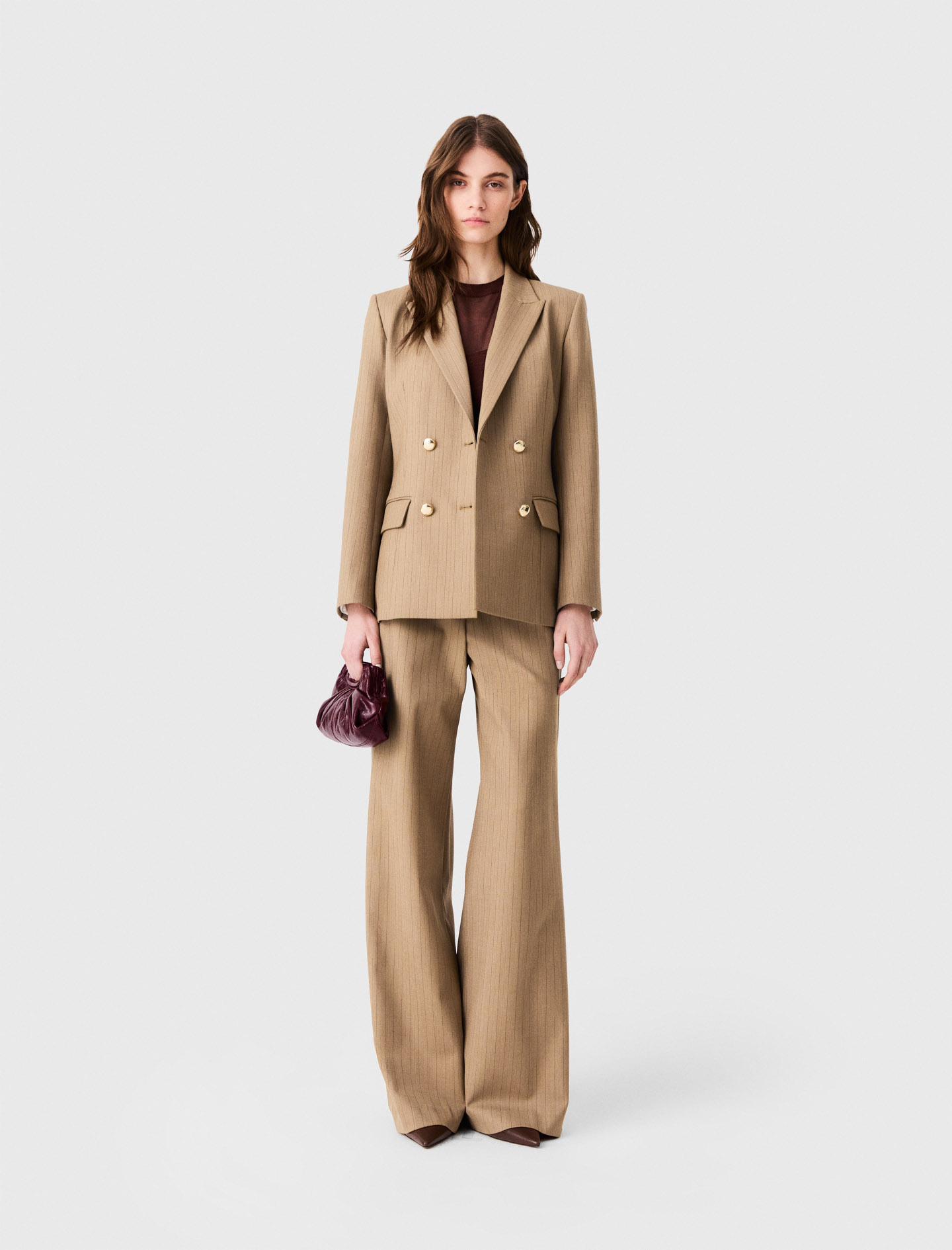 Double-breasted suit jacket Natural For Women | Maje