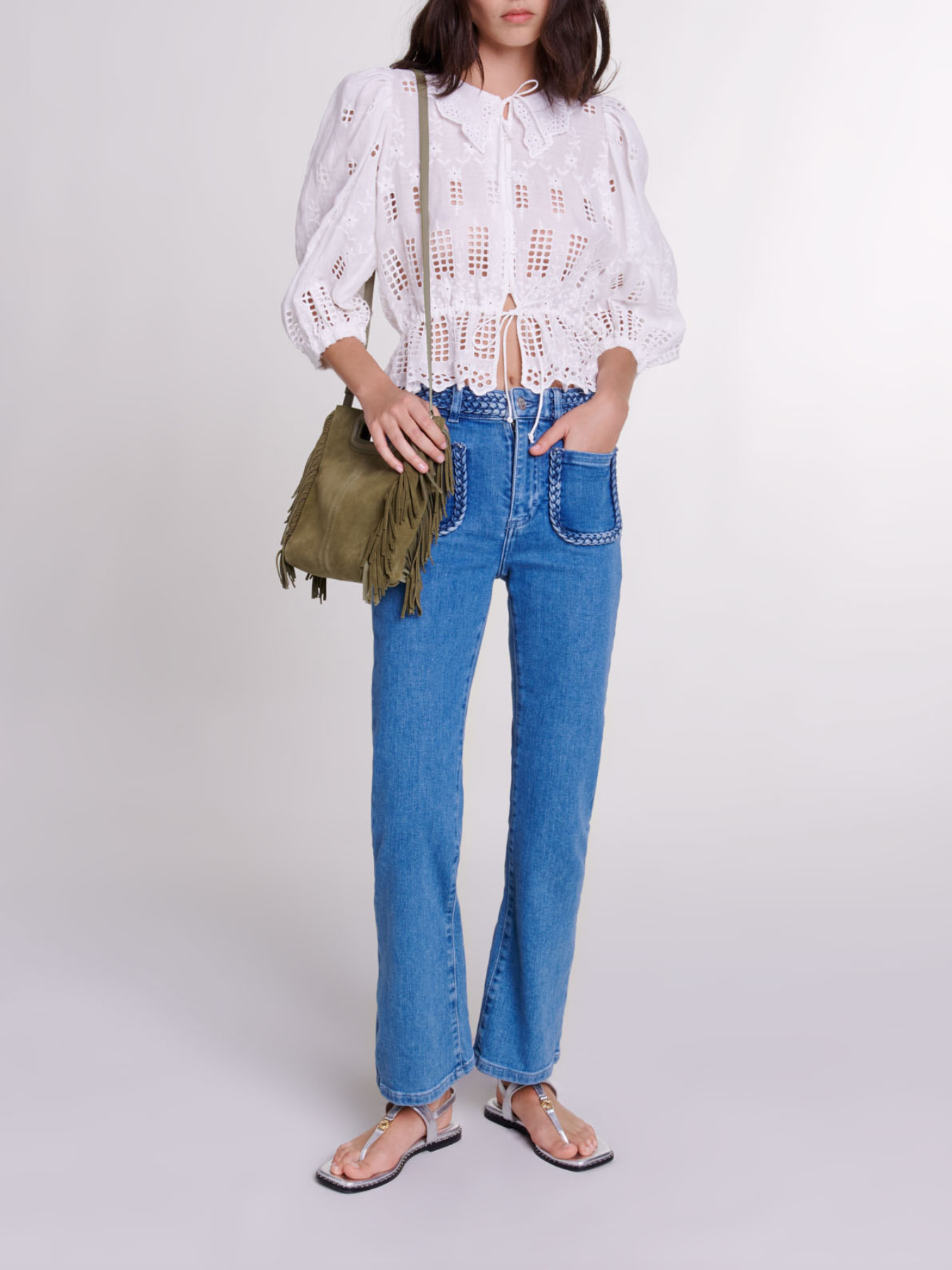 Maje Woman's cotton Mid-rise jeans for Spring/Summer, in color Blue / Blue