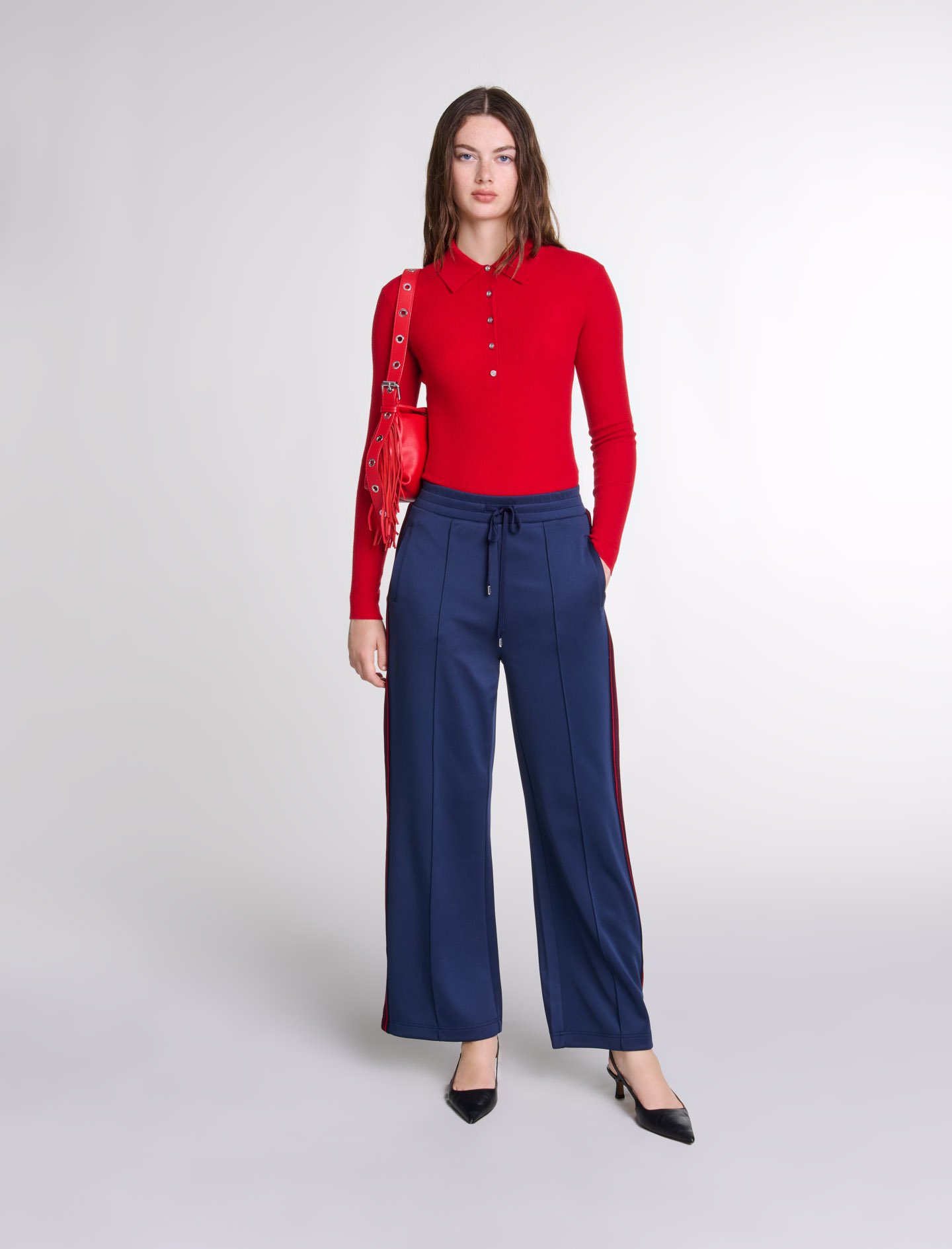 Woman's wool, Wool and silk bodysuit for Fall/Winter, size Woman-Jumpshort & Jumpsuits-US L / FR 3, in color Red / Red