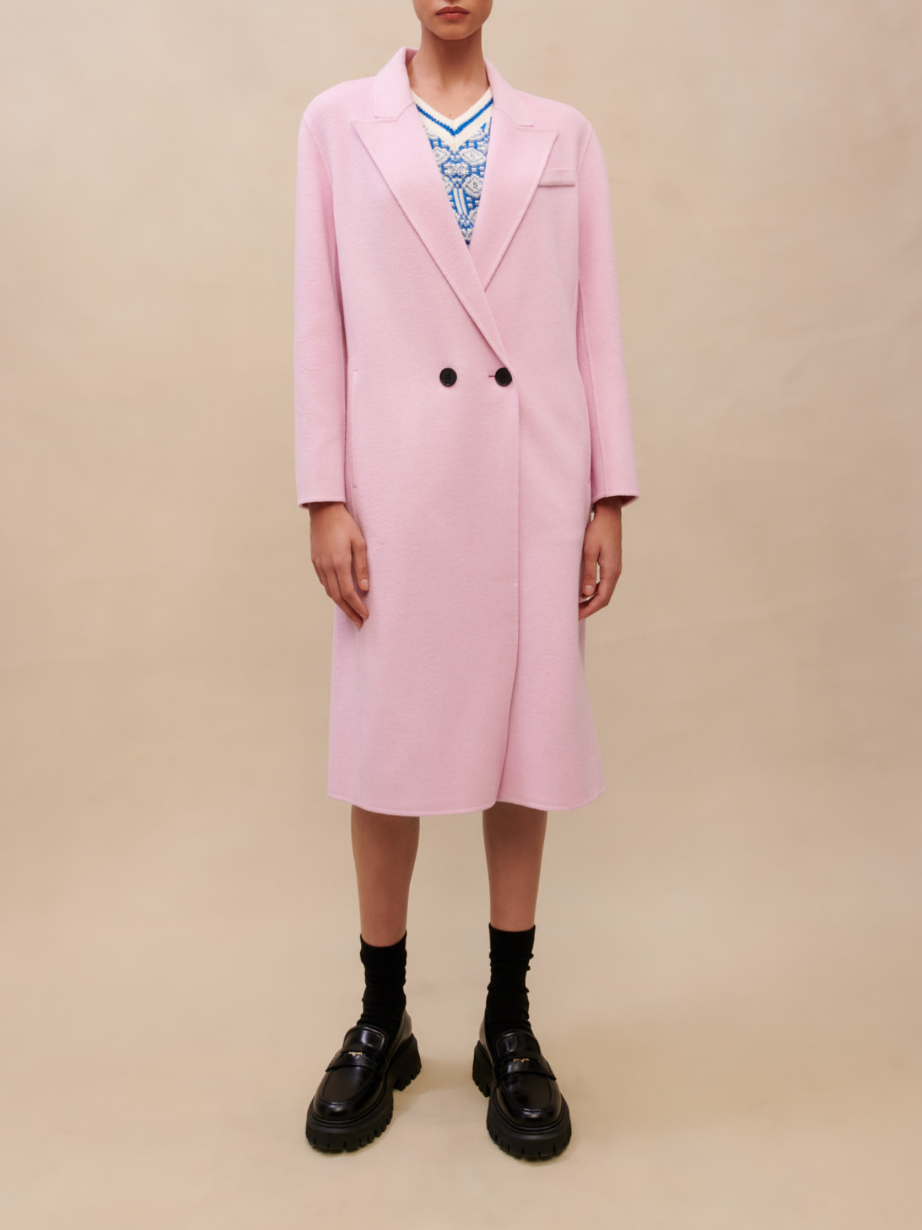 Woman
s wool, Pink wool coat for Spring/Summer, size Woman-See All-US XL / FR 41, in color Pink / Red