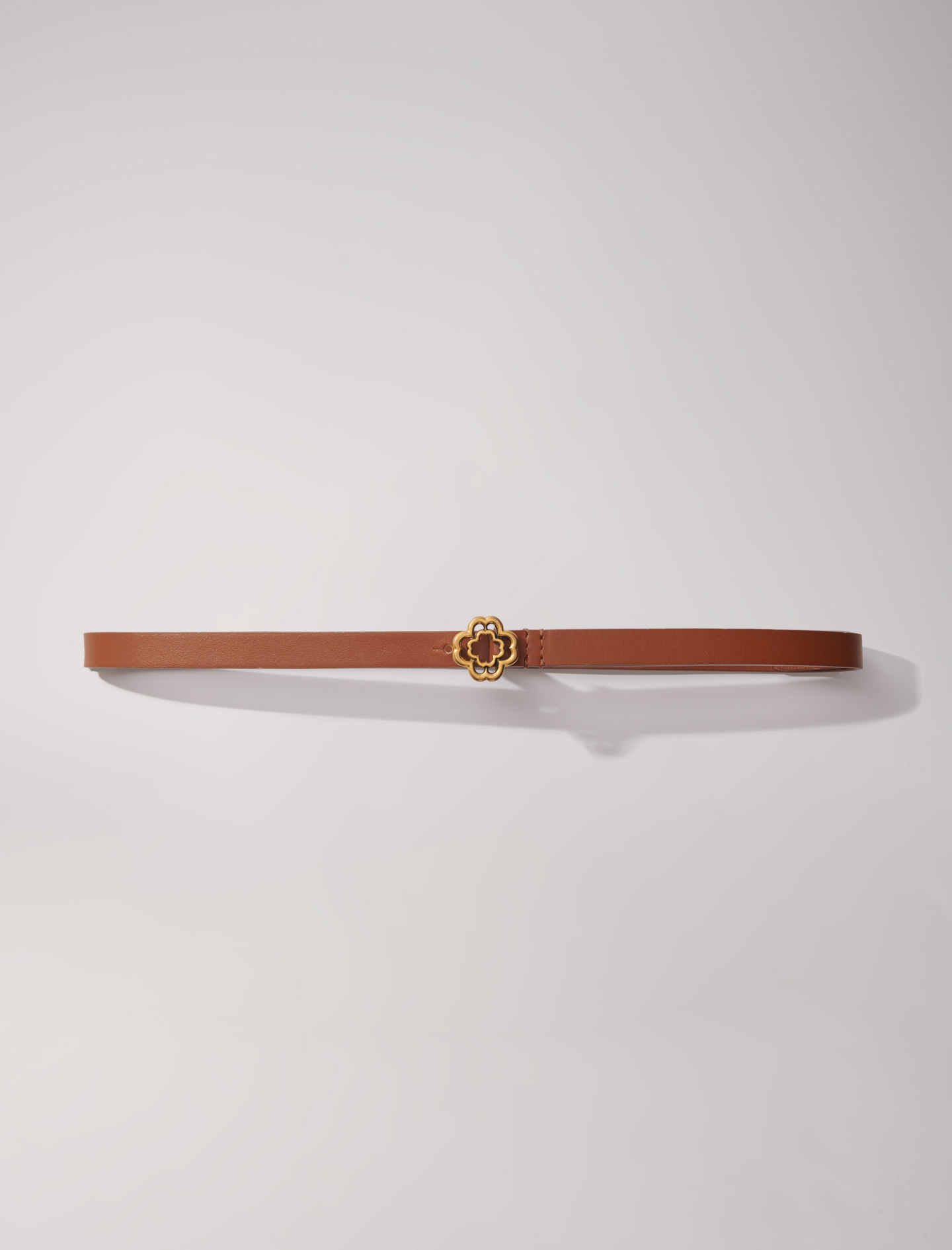 Shop Maje Slim Clover Belt In Camel