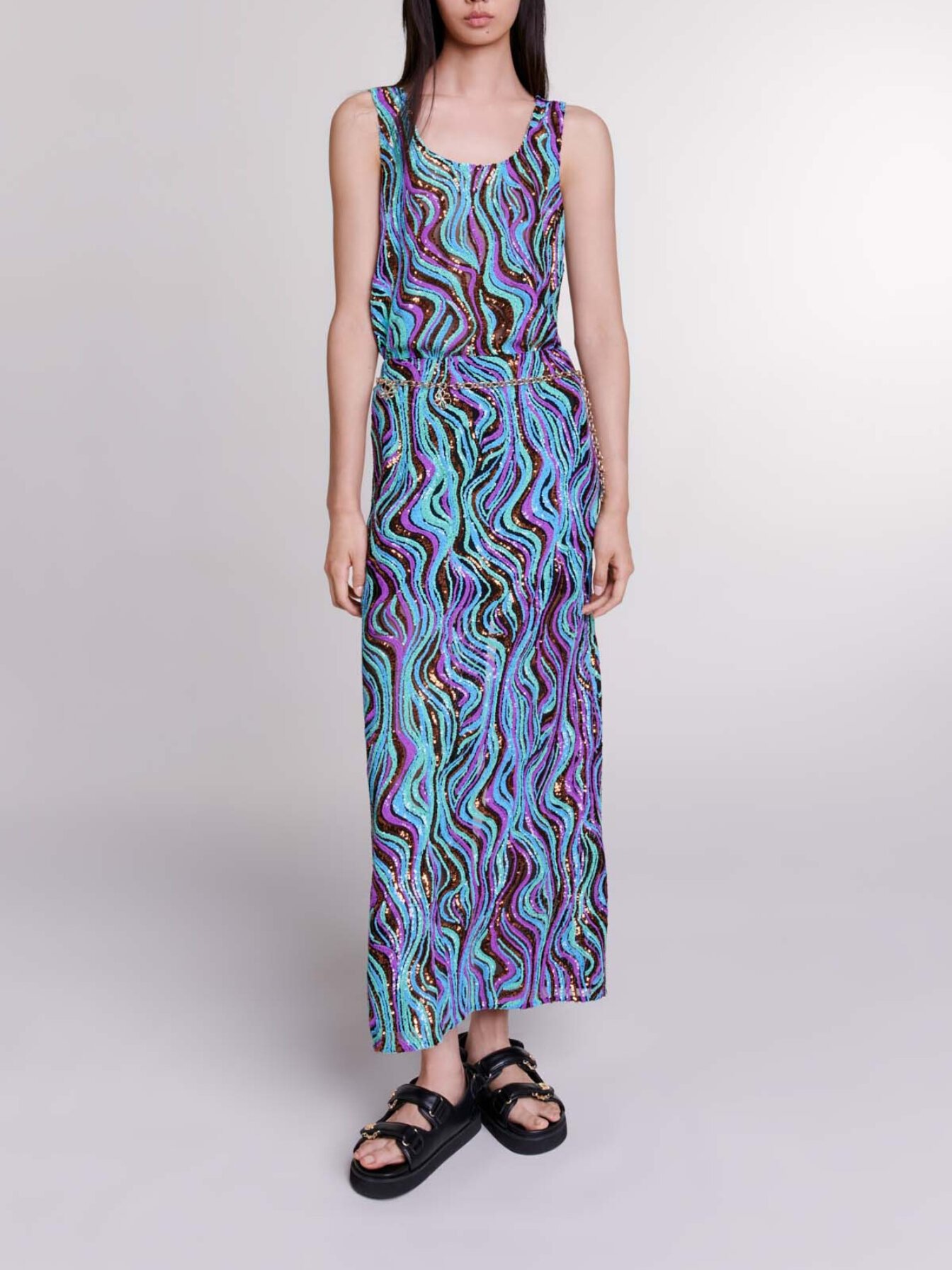 Maje Woman's polyester Sequin maxi skirt for Spring/Summer, in color Multi-Coloured / Miscellaneous