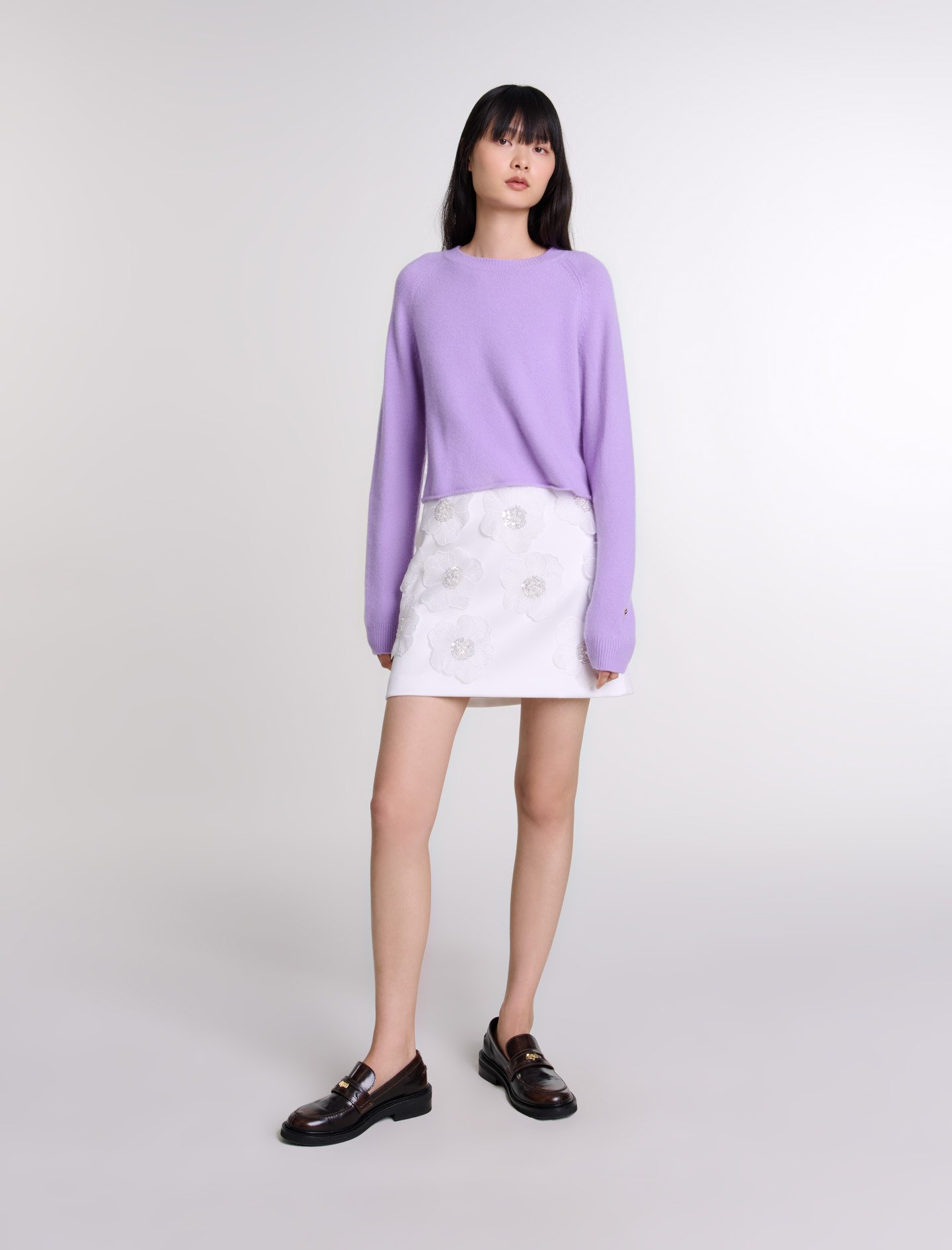 Woman's cashmere, Short cashmere jumper for Fall/Winter, size Woman-This Week-US XL / FR 4, in color Parma Violet / Red