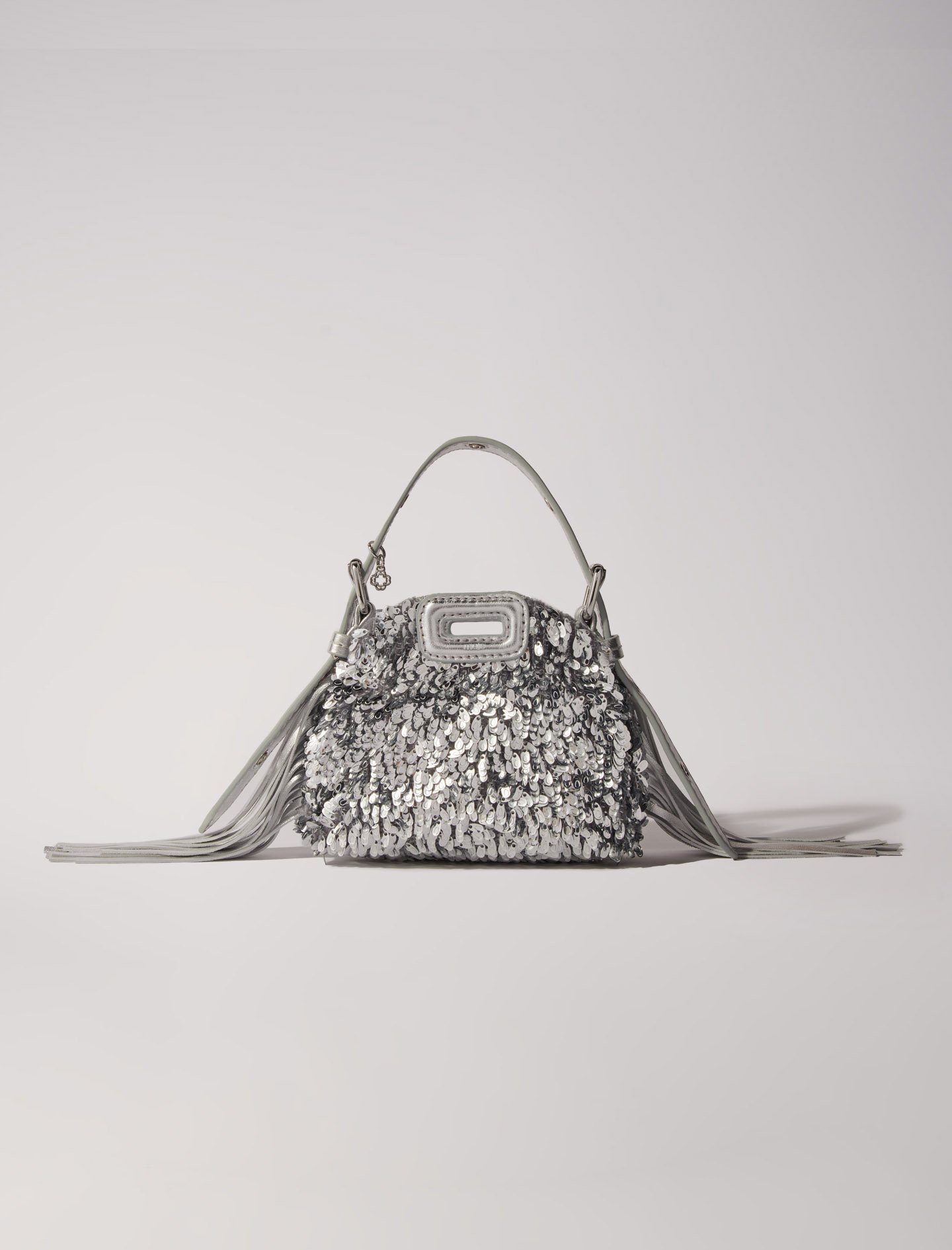 Woman's polyester Lining: Miss M Nano bag with silver sequins, size Woman-Small leather goods-OS (ONE SIZE), in color Silver / Grey