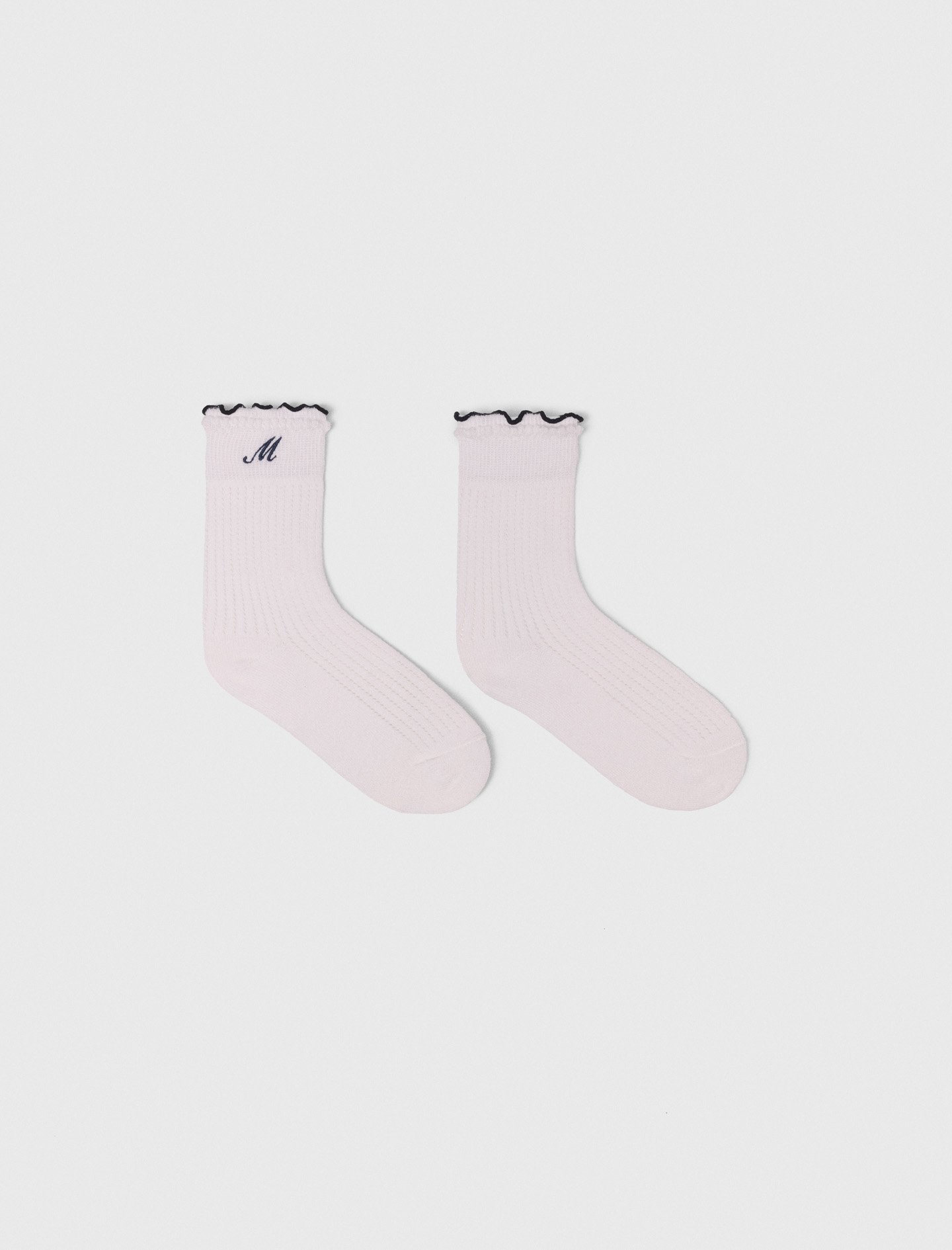 Woman's cotton Cotton pointelle socks for Fall/Winter, size One Size, in color White / White