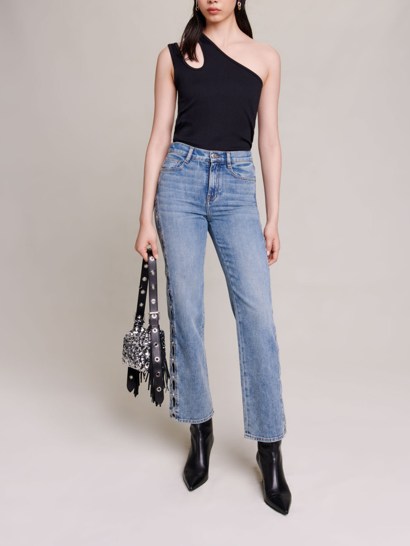 Maje Woman's cotton Straight-leg jeans for Spring/Summer, in color Blue / Blue