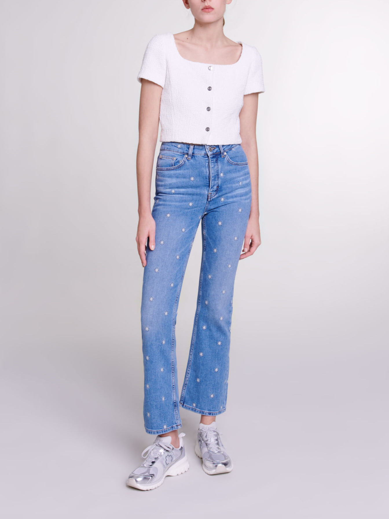 Maje Woman's cotton Tweed top for Spring/Summer, in color Ecru / Beige