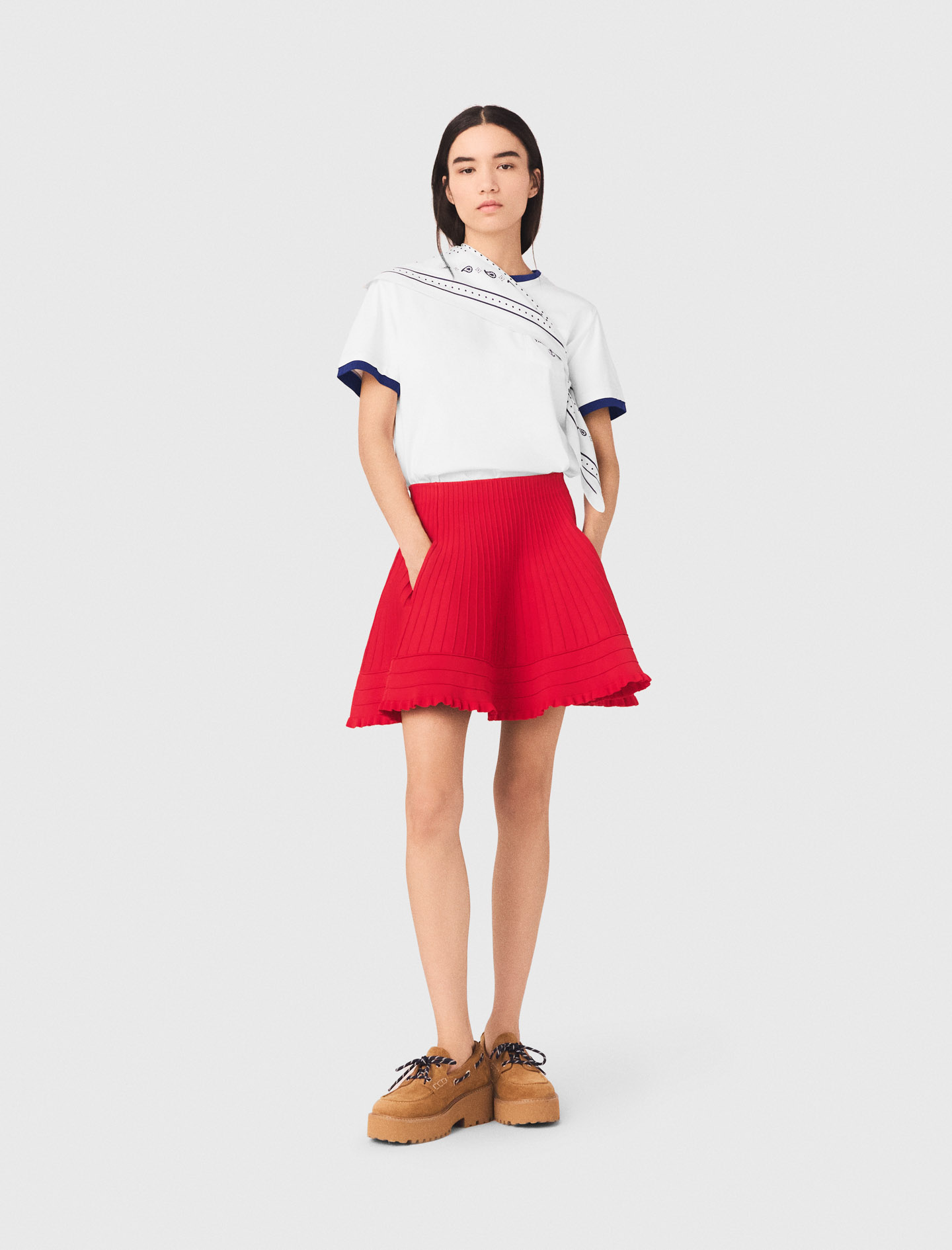 Compact knit short skirt Red For Women | Maje