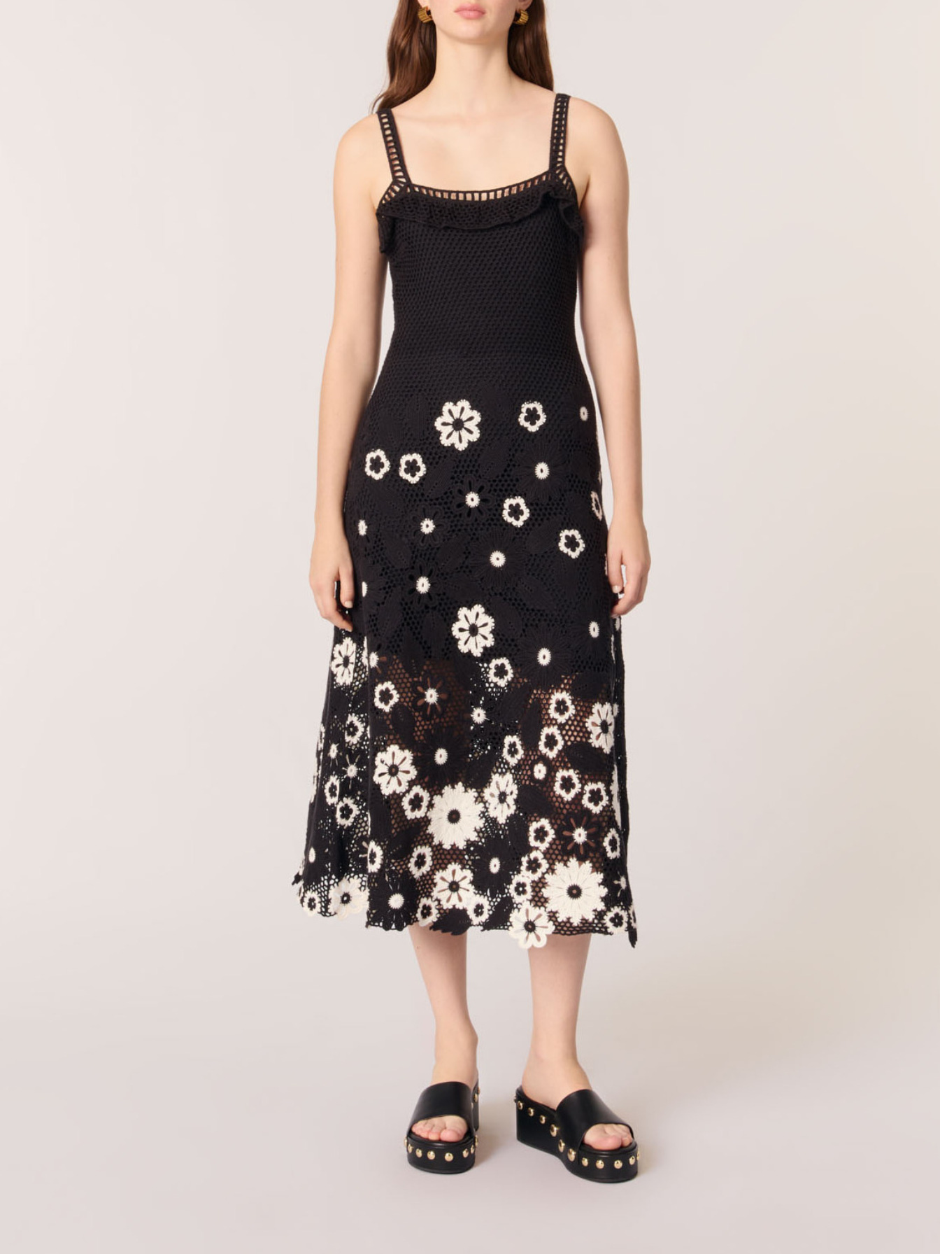 Floral crochet maxi dress Bicolor For Women | Maje