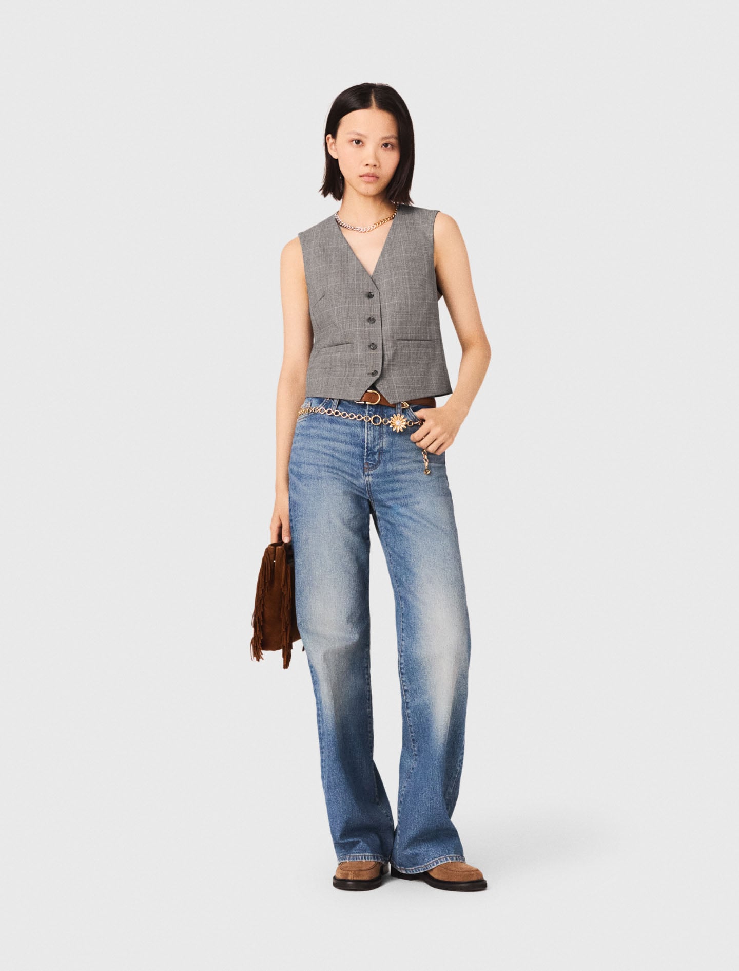 Maje Checked tailored vest