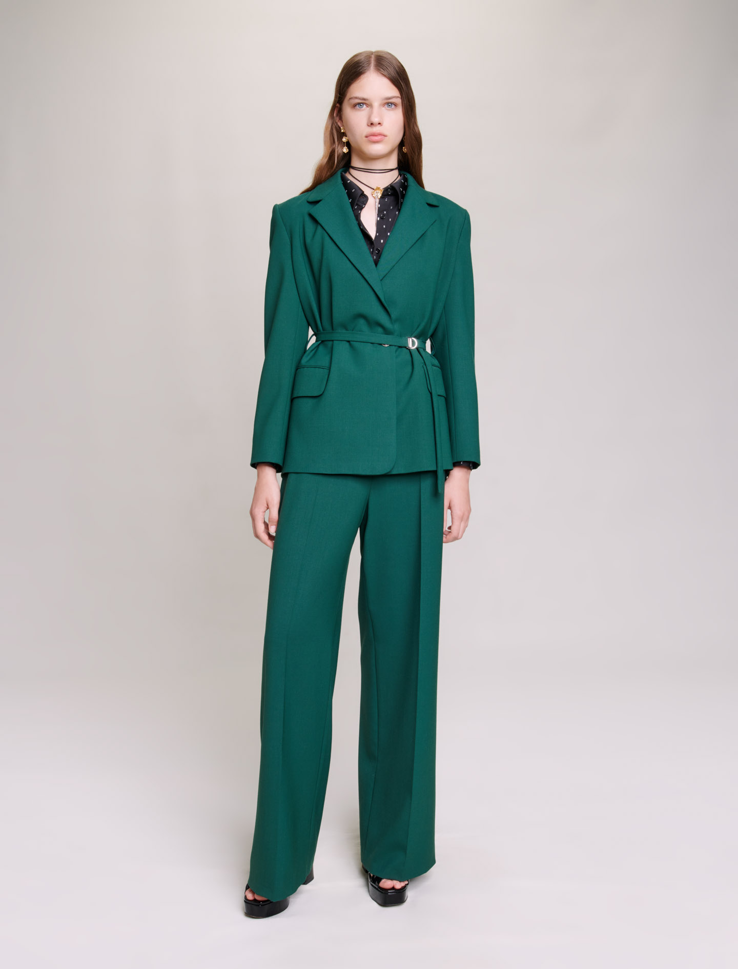 Maje Woman's polyester, Suit jacket for Fall/Winter, in color Bottle Green /