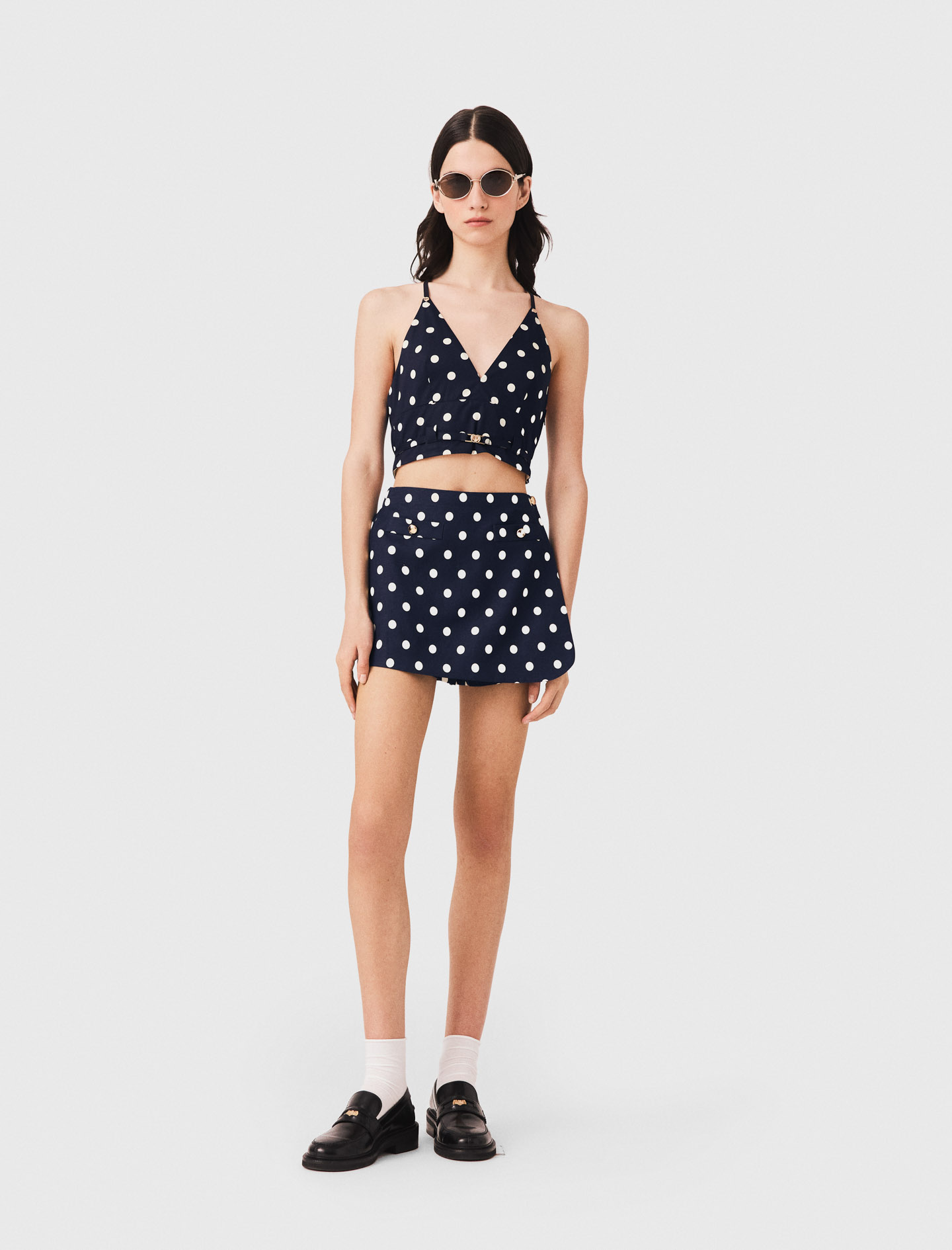 Linen blend skort Blue For Women | Maje