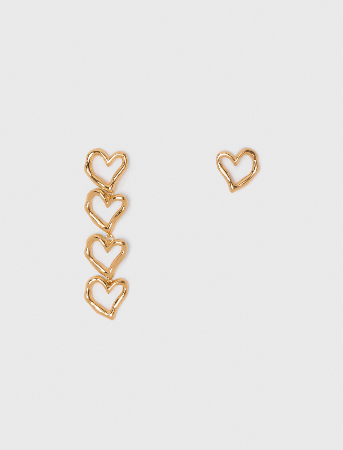 Woman's brass Asymmetric heart earrings for Fall/Winter, size One Size, in color Light gold /