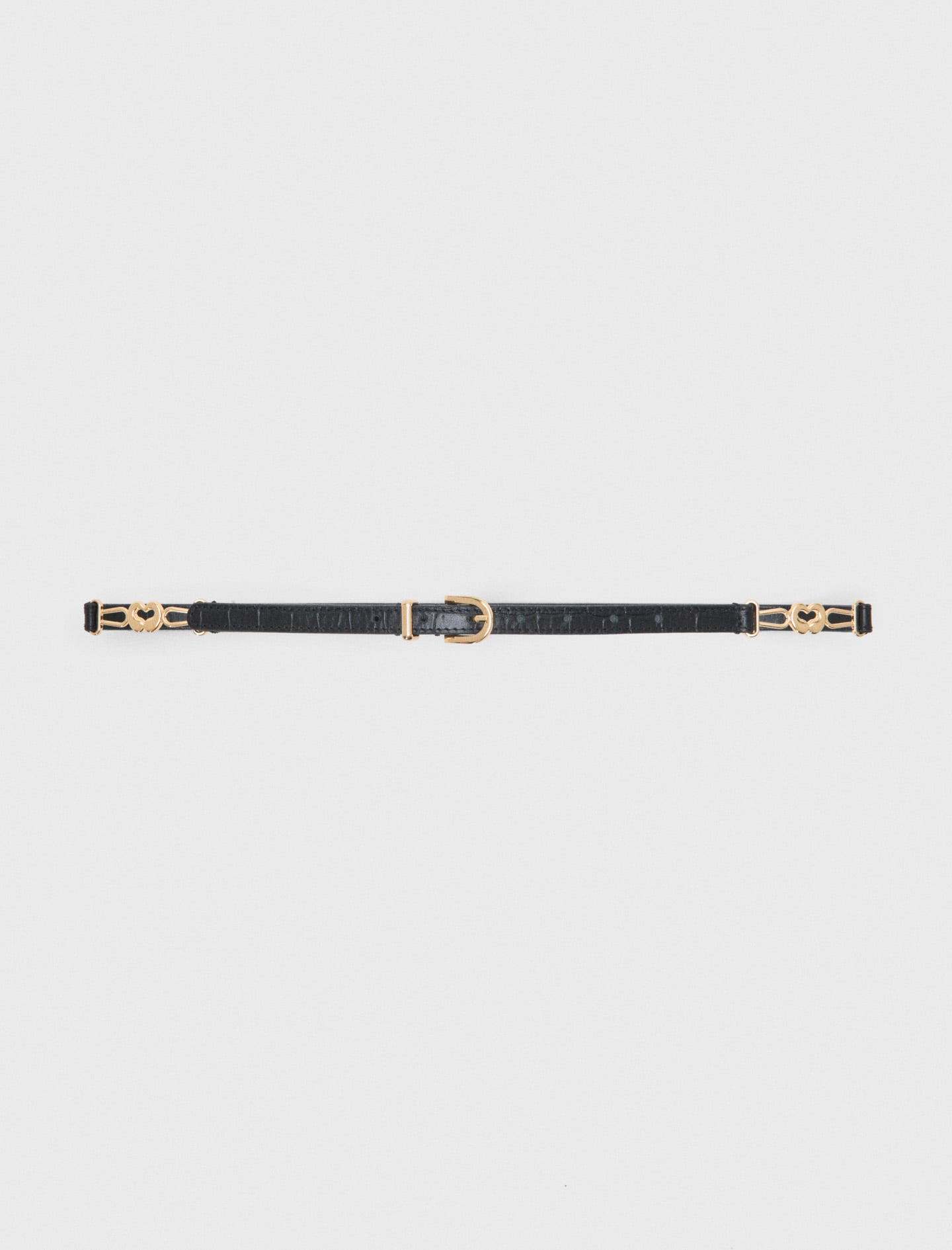 Slim croc-effect leather belt Black / Gray For Women | Maje