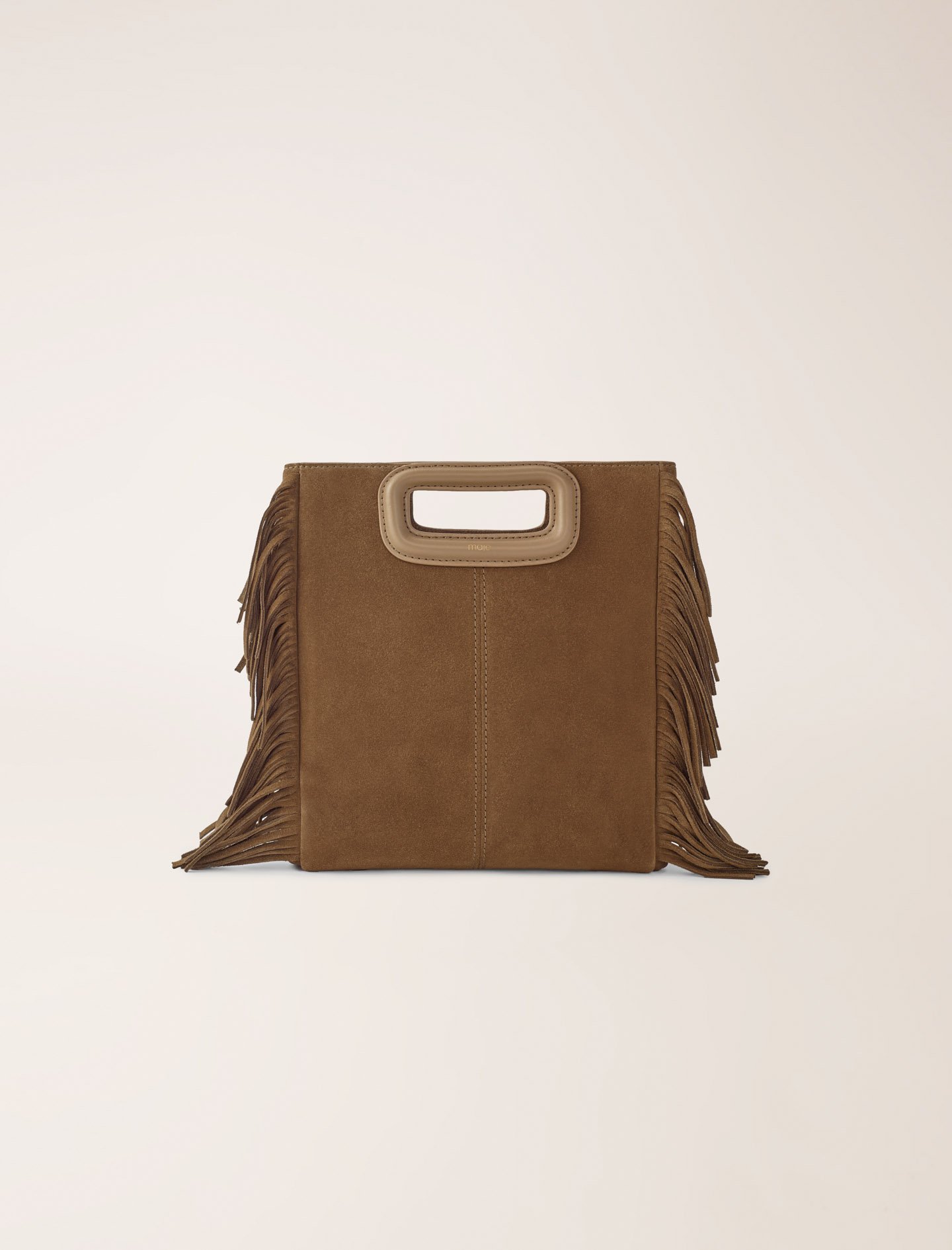 Woman's leather Fringed M bag in suede for Fall/Winter, size One Size, in color Camel / Brown