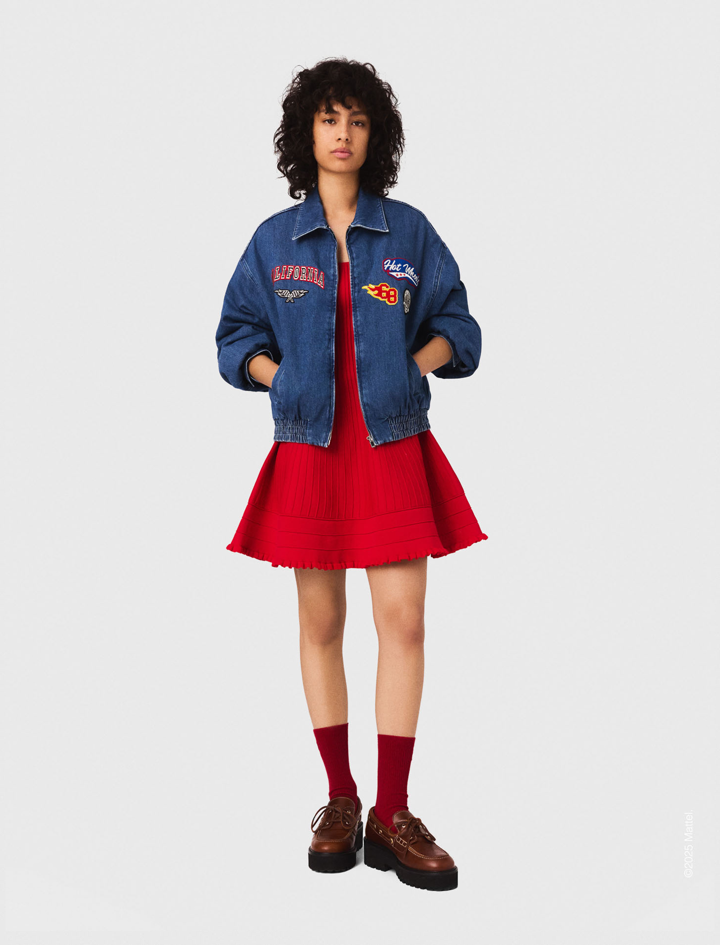 Maje Woman's cotton Oversized embroidered denim jacket for Fall/Winter, in color Blue / Blue