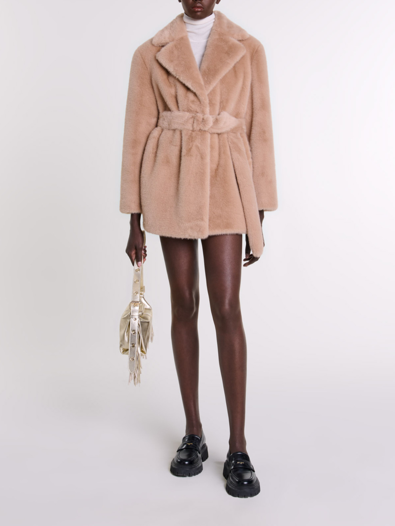 Faux fur coat Brown For Women | Maje