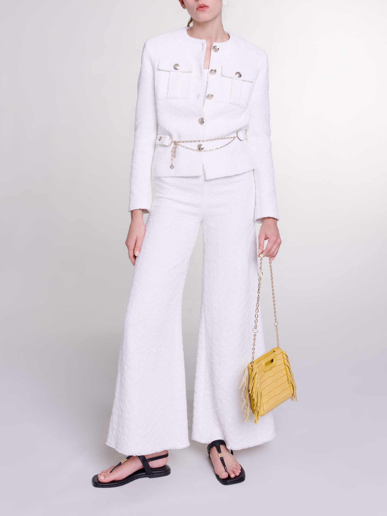 Maje Woman's cotton Tweed jacket for Spring/Summer, in color Ecru / Beige