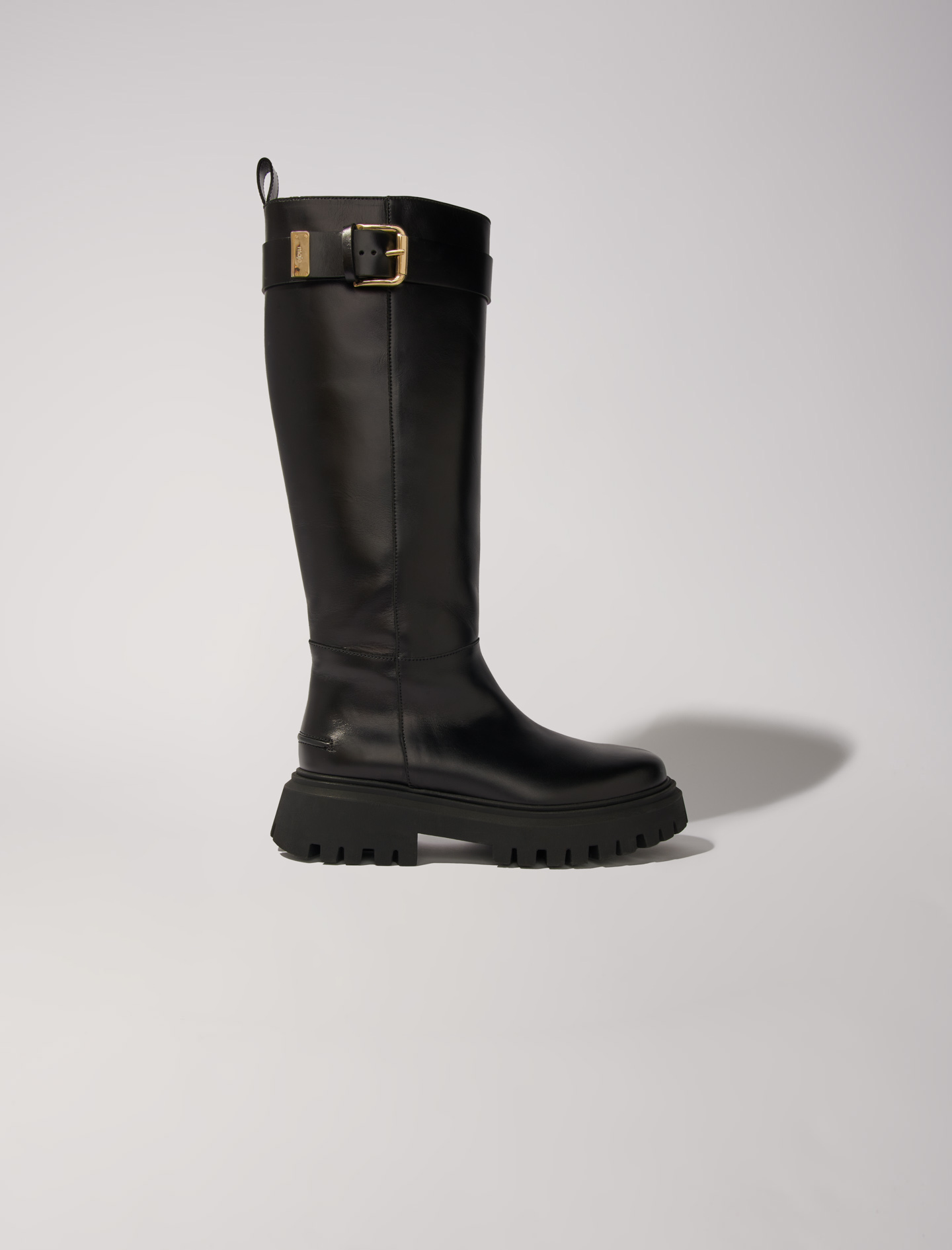 Woman's zamac Sock lining: cow Outer sole: Buckled leather boots, size Woman-All Shoes-US 10.5 / FR 41, in color Black / Black