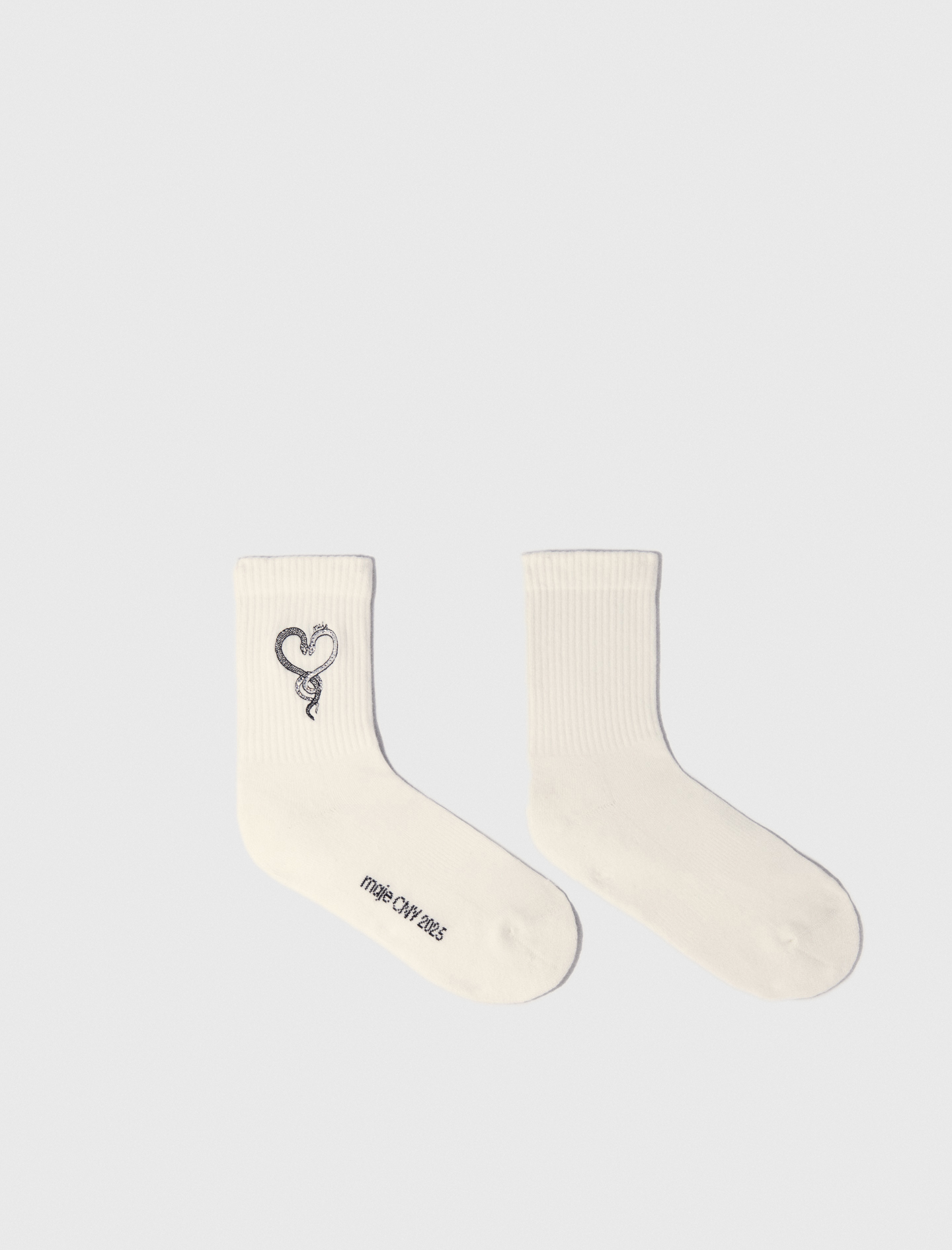 Maje Woman's cotton Rhinestone socks for Spring/Summer, in color White / White
