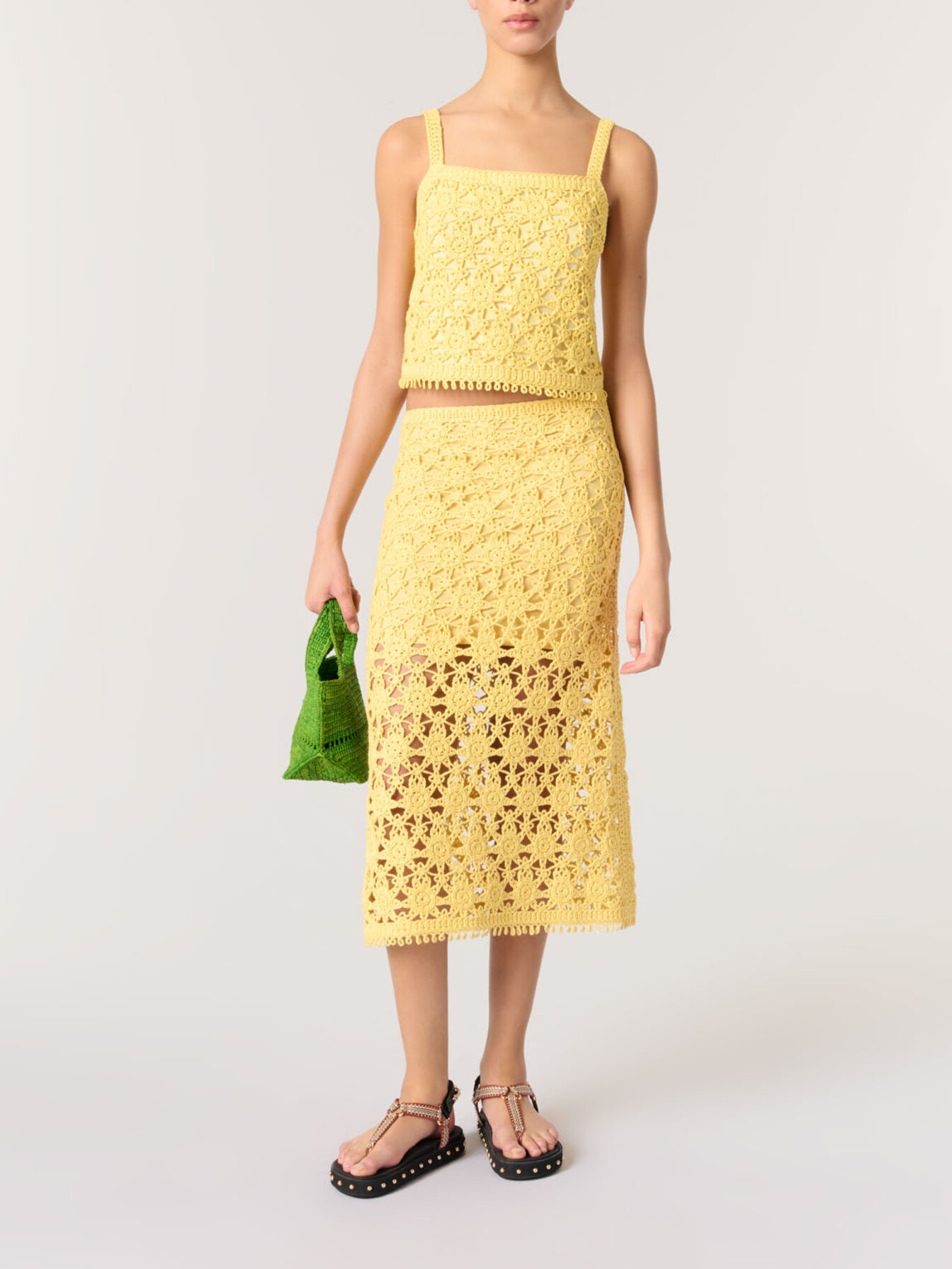 Long crochet skirt Yellow / Orange For Women | Maje