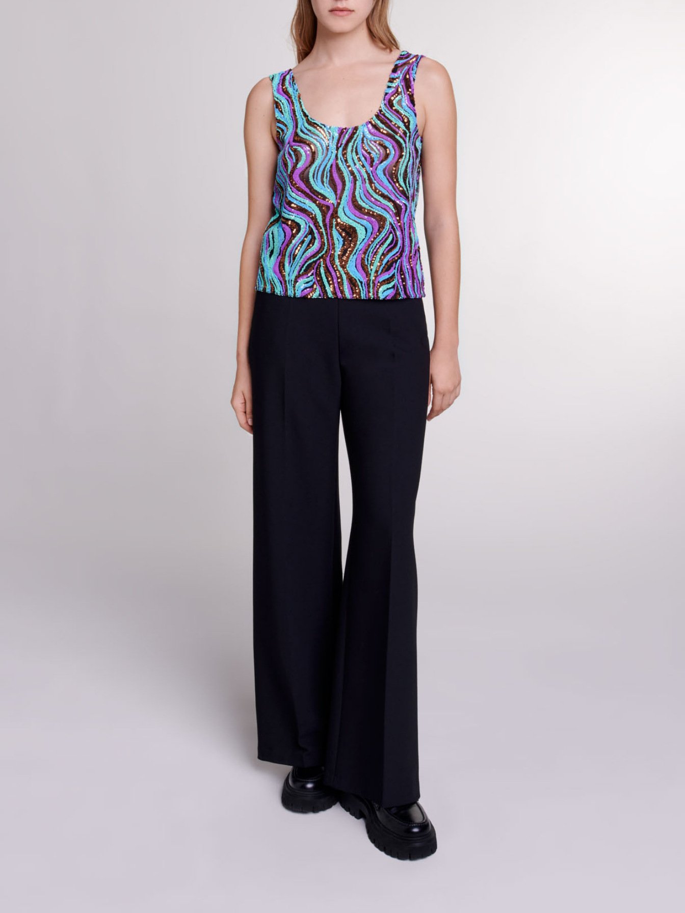 Maje Woman's polyester Sequinned top for Spring/Summer, in color Multi-Coloured / Miscellaneous