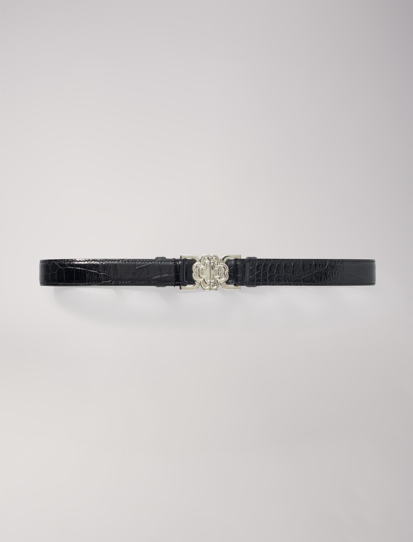 Woman's polyester, Clover buckle belt for Spring/Summer, size Woman-Belts-US L / FR 3, in color Black / Black