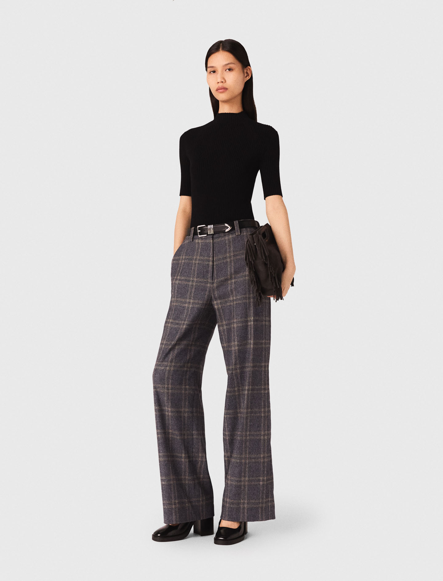 Rib knit top Black / Gray For Women | Maje