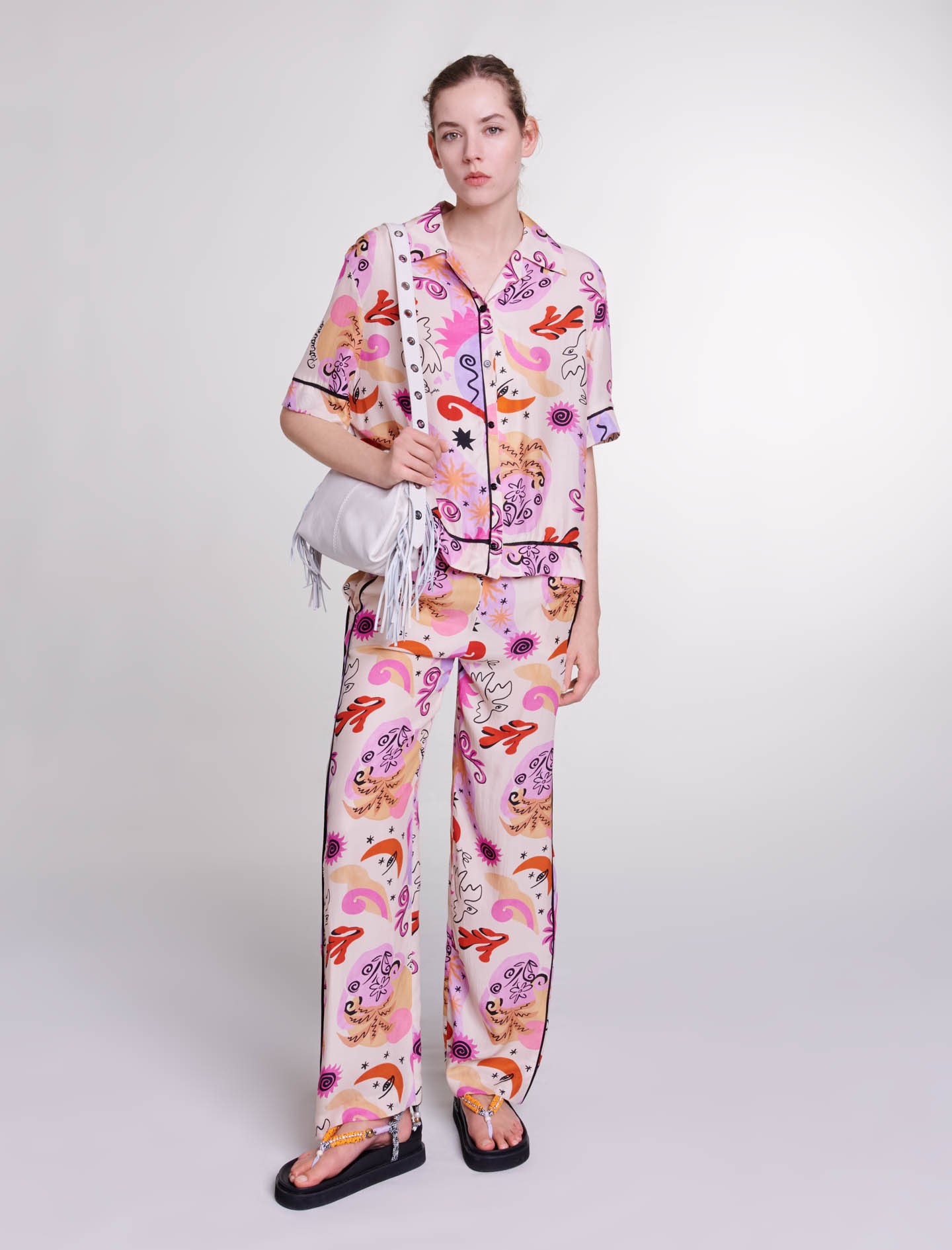 Maje Silk Shirt In Print Paradisio /
