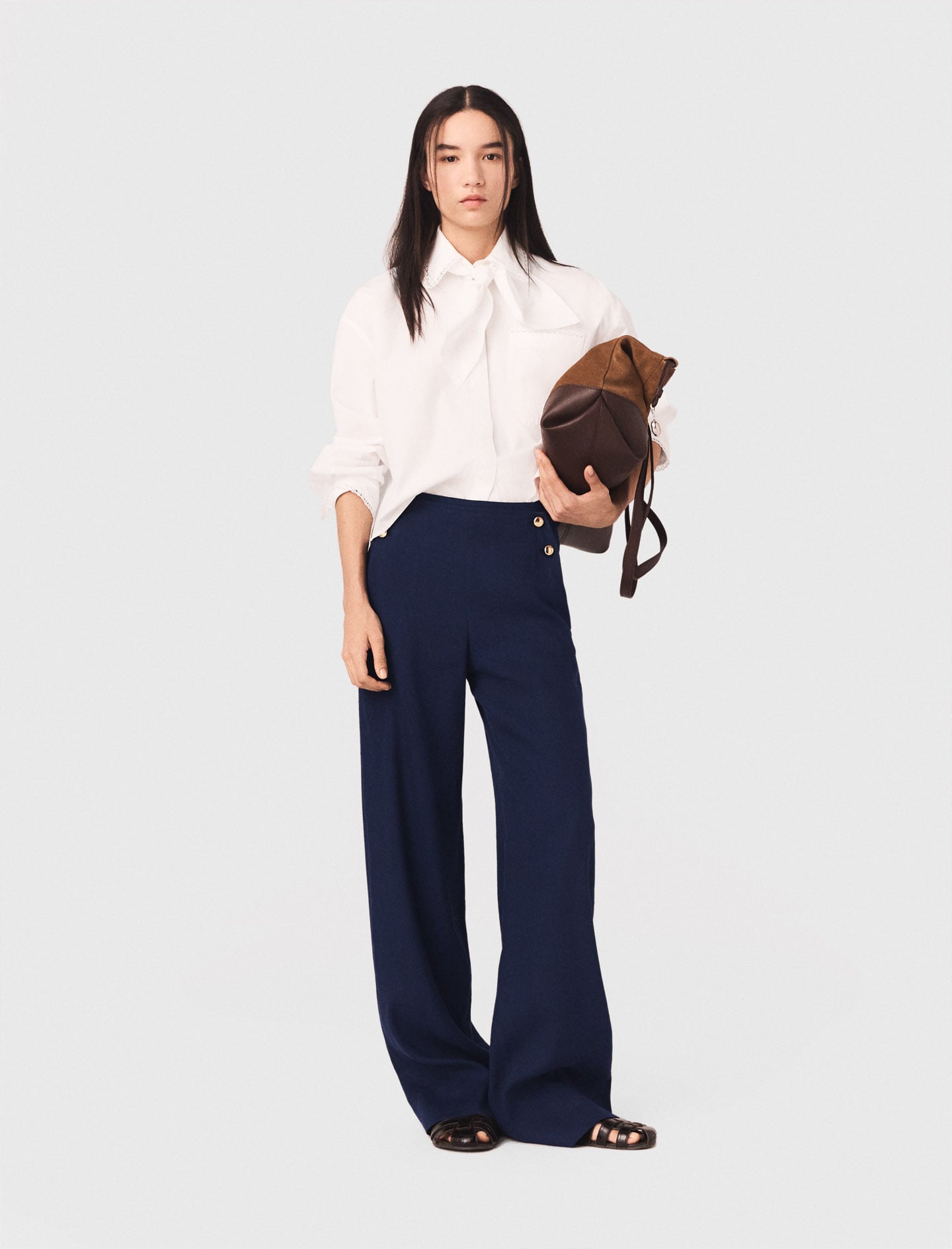 Maje Linen-blend sailor trousers